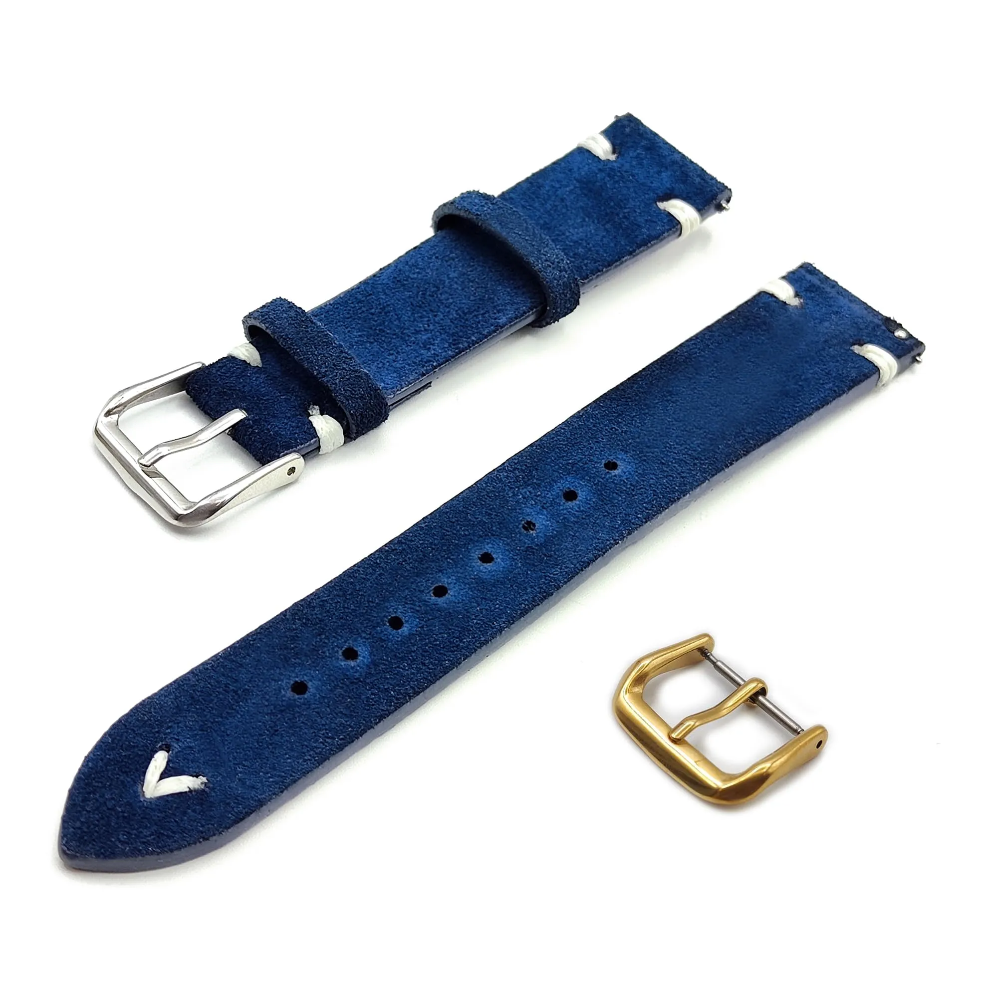 Generico One More Strap Cinturino in Pelle Scamosciata Vintage 22mm, Blu - immagine 1