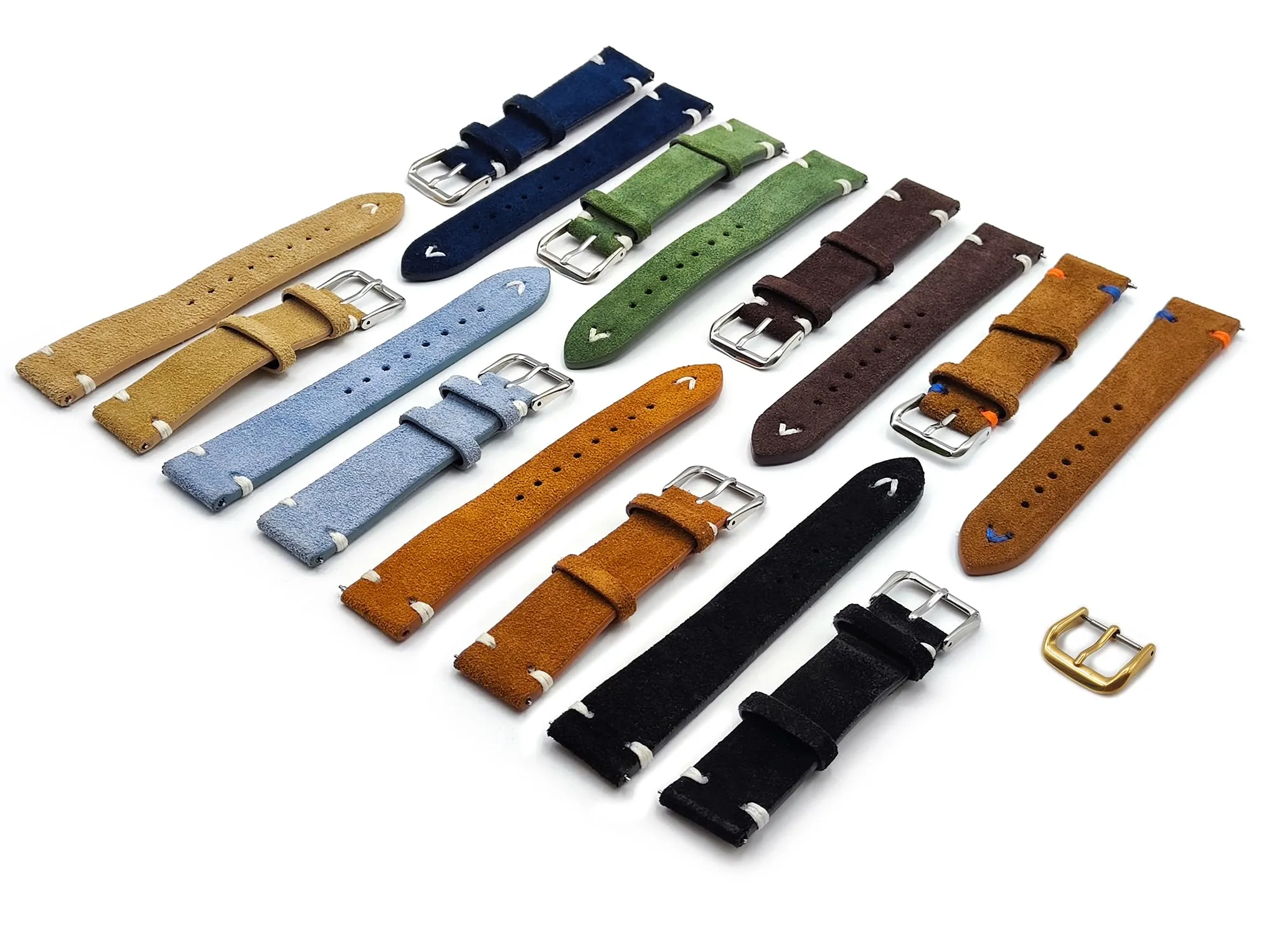 Generico One More Strap Cinturino in Pelle Scamosciata Vintage 20mm, Blu - immagine 6