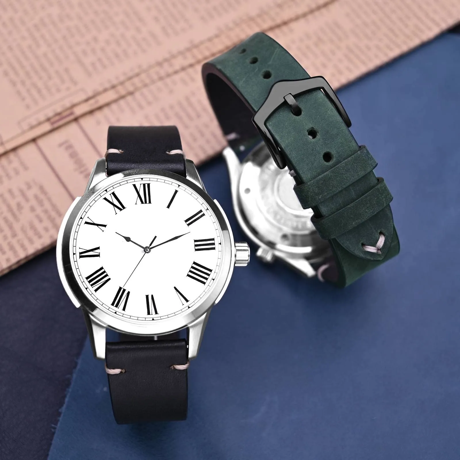 BISONSTRAP Cinturino in Pelle per Orologio Uomo, Sgancio Rapido, 19mm, Nero con Fibbia Argento - immagine 2