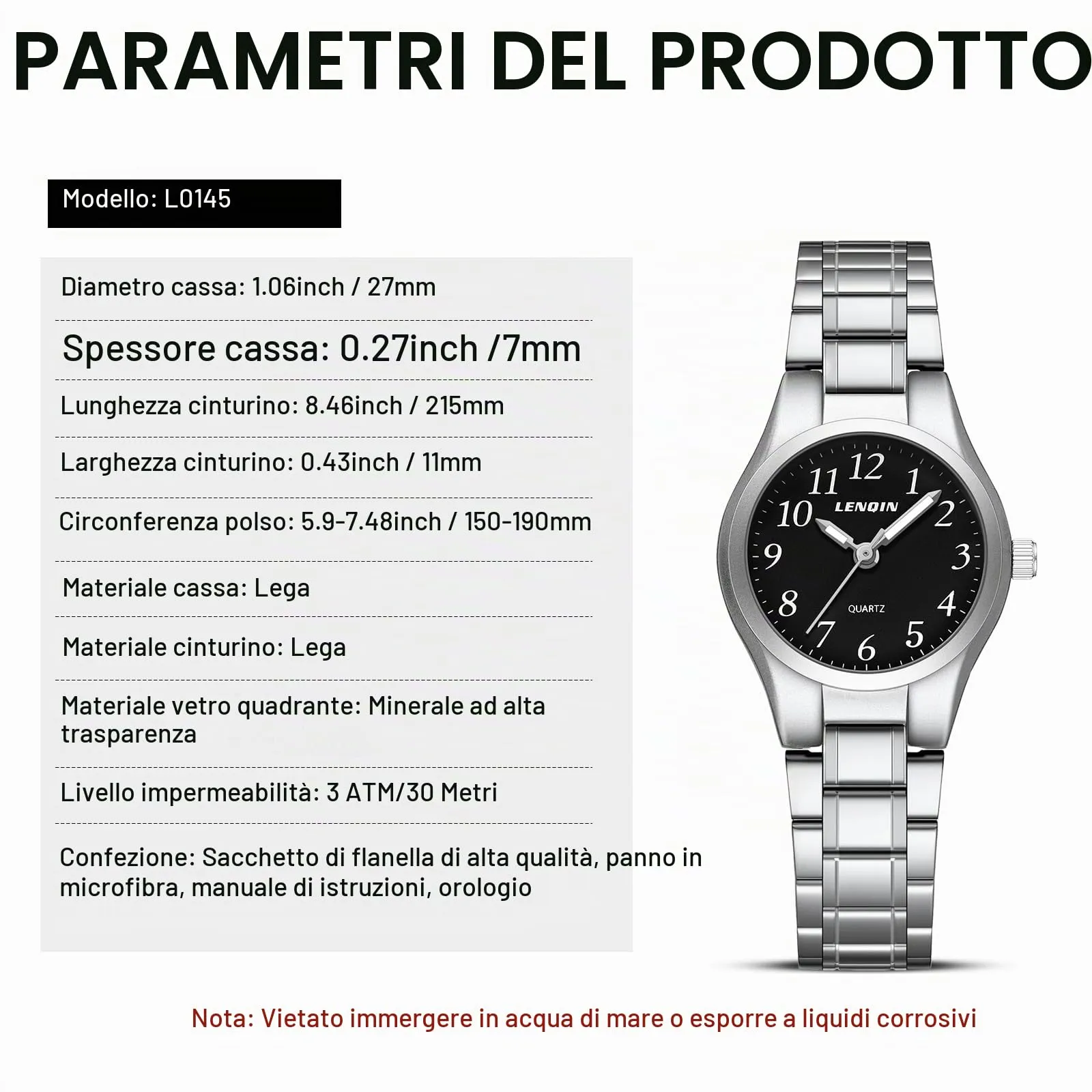 LN LENQIN Orologio Donna Analogico Quarzo in Pelle L0145 - immagine 9
