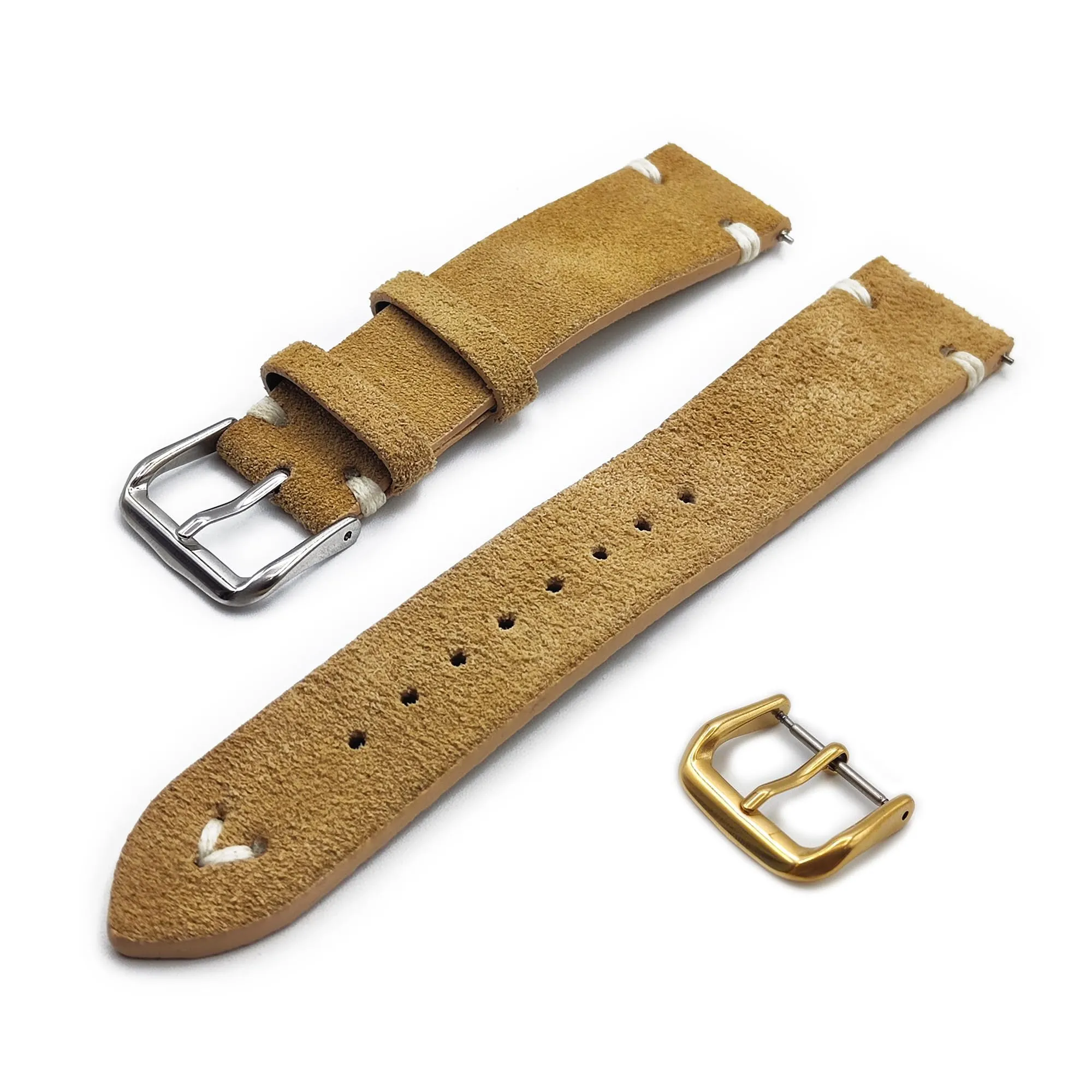 Generico Cinturino in Vera Pelle Scamosciata Vintage One More Strap Beige 22mm - immagine 1