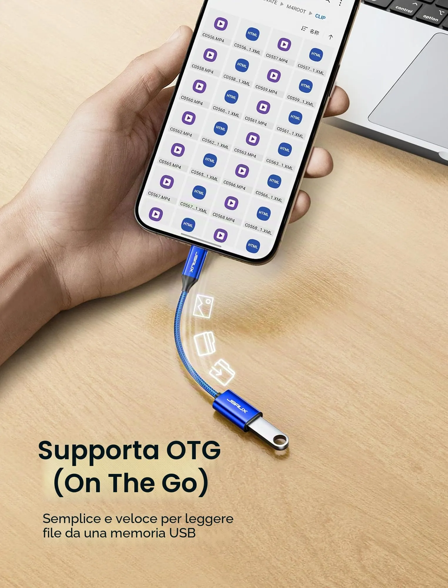 JSAUX Adattatore USB-C a USB 3.1 OTG, Blu (confezione da 2) - immagine 3