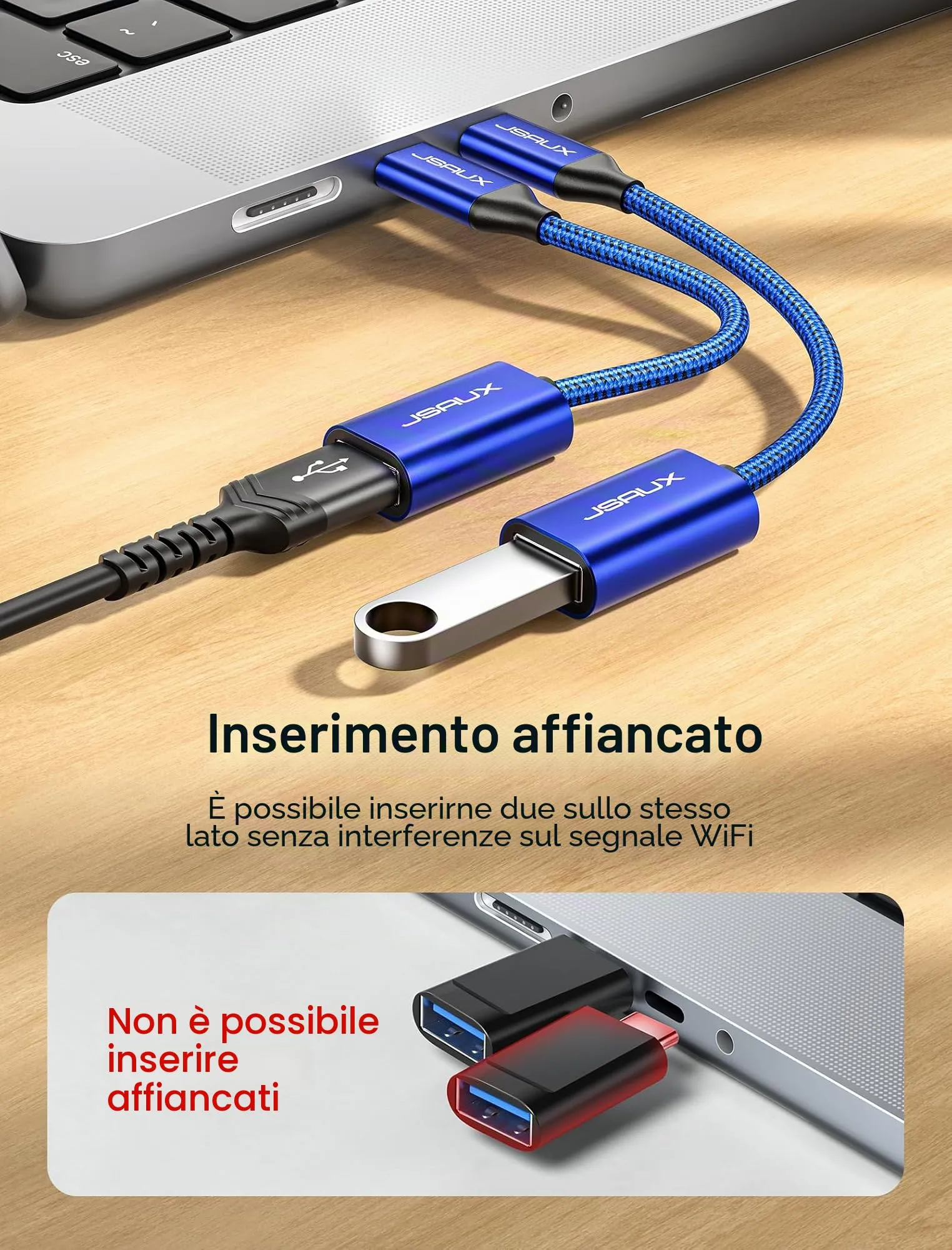 JSAUX Adattatore USB-C a USB 3.1 OTG, Blu (confezione da 2) - immagine 7