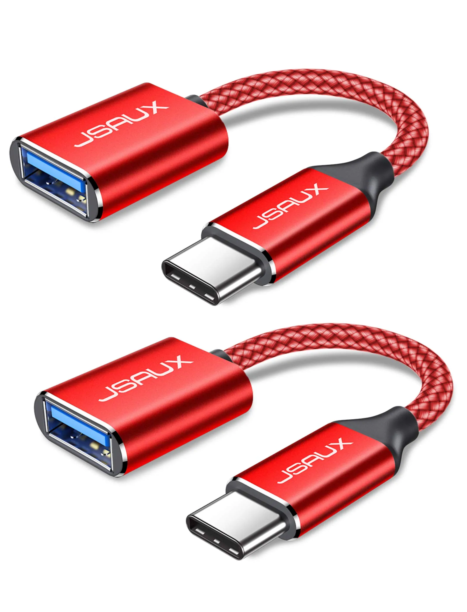 JSAUX Adattatore da USB C a USB 3.1 OTG, Rosso (confezione da 2) - immagine 1