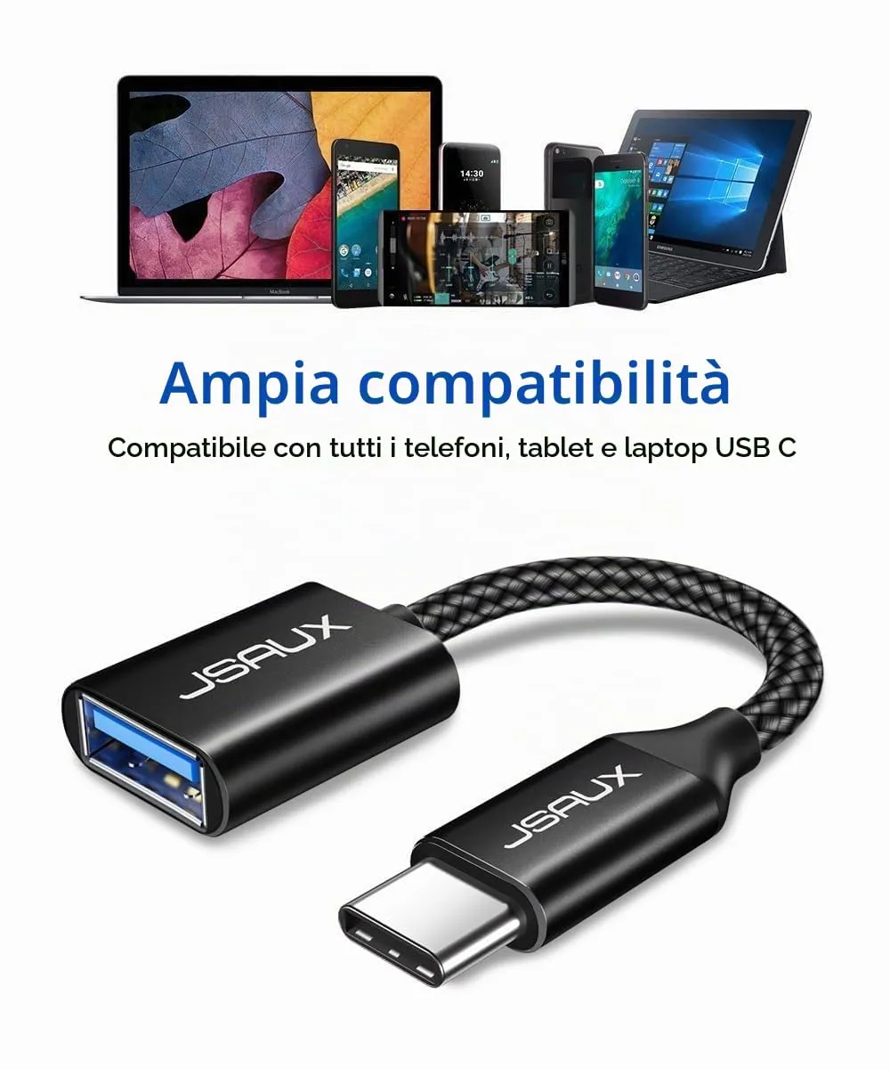 JSAUX Adattatore USB-C a USB 3.1 OTG, Nero (confezione da 2) - immagine 7