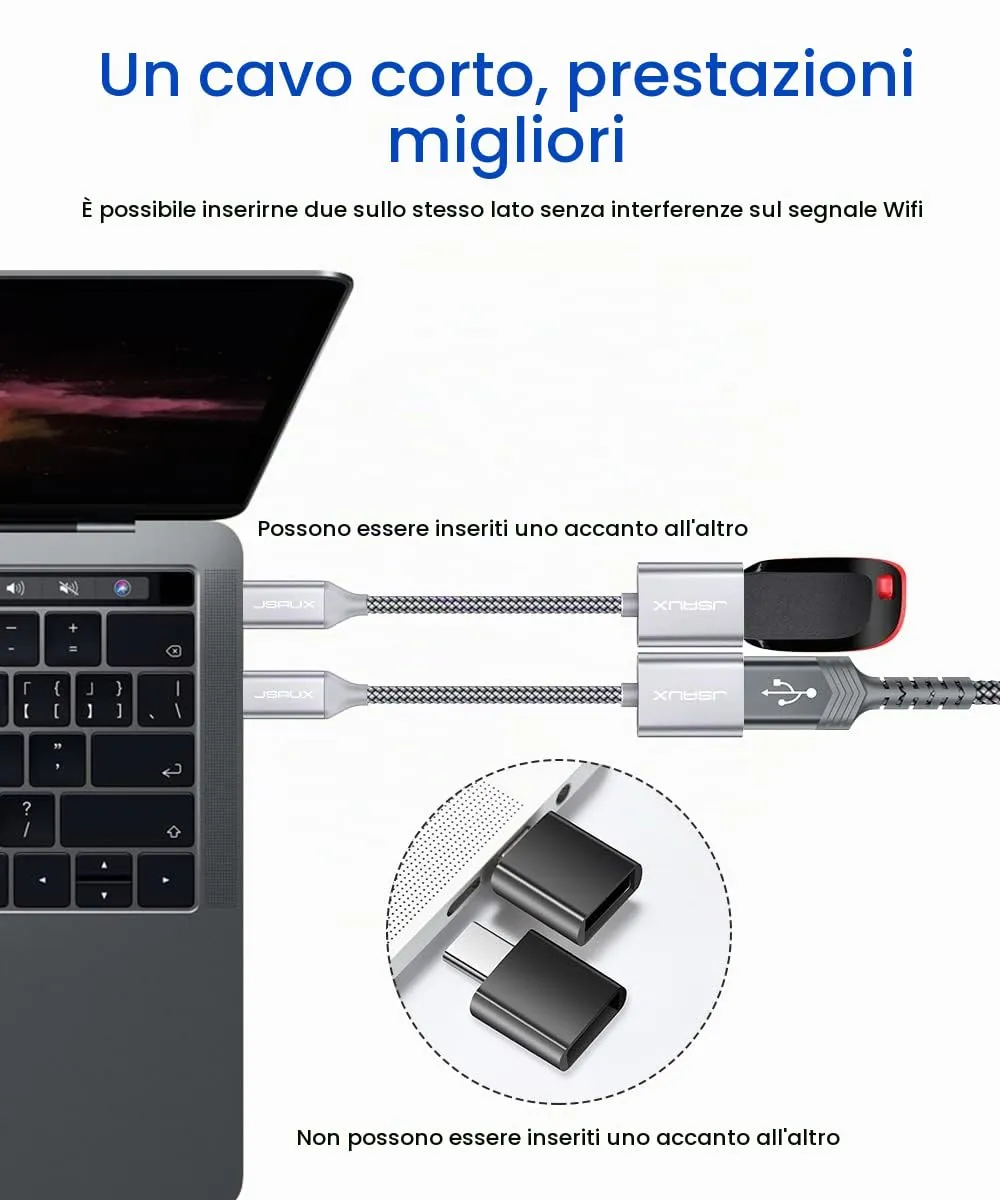 JSAUX Adattatore USB C a USB 3.1 OTG Tipo C [Confezione da 2] per Samsung Galaxy S20 S10 S9 Plus Note 10 A5 2017, Huawei P30 P20 Lite Mate 30 20 Pro, MacBook Pro 2018 - immagine 2