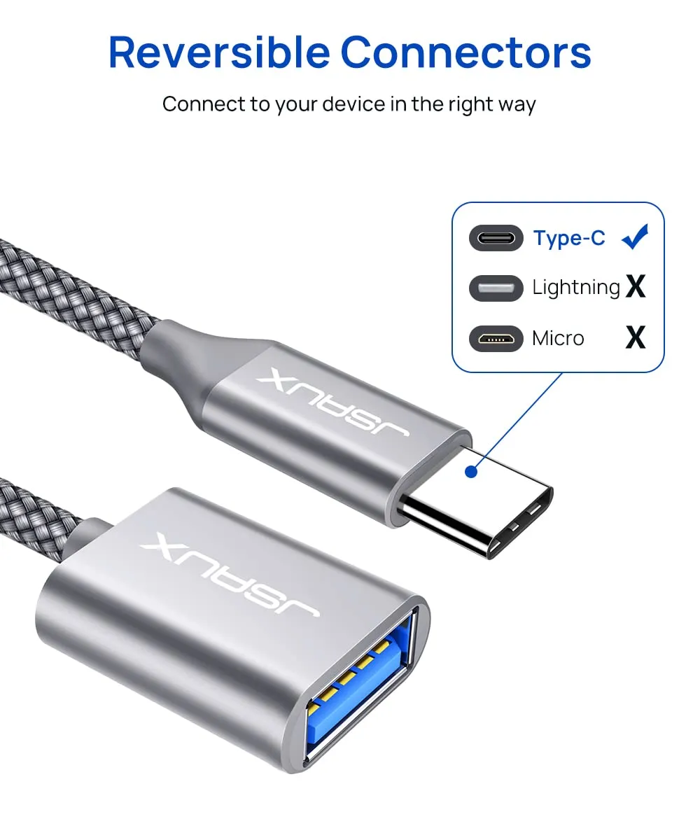 JSAUX Adattatore USB C a USB 3.1 OTG Tipo C [Confezione da 2] per Samsung Galaxy S20 S10 S9 Plus Note 10 A5 2017, Huawei P30 P20 Lite Mate 30 20 Pro, MacBook Pro 2018 - immagine 3