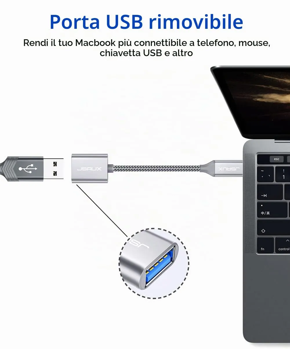 JSAUX Adattatore USB C a USB 3.1 OTG Tipo C [Confezione da 2] per Samsung Galaxy S20 S10 S9 Plus Note 10 A5 2017, Huawei P30 P20 Lite Mate 30 20 Pro, MacBook Pro 2018 - immagine 4