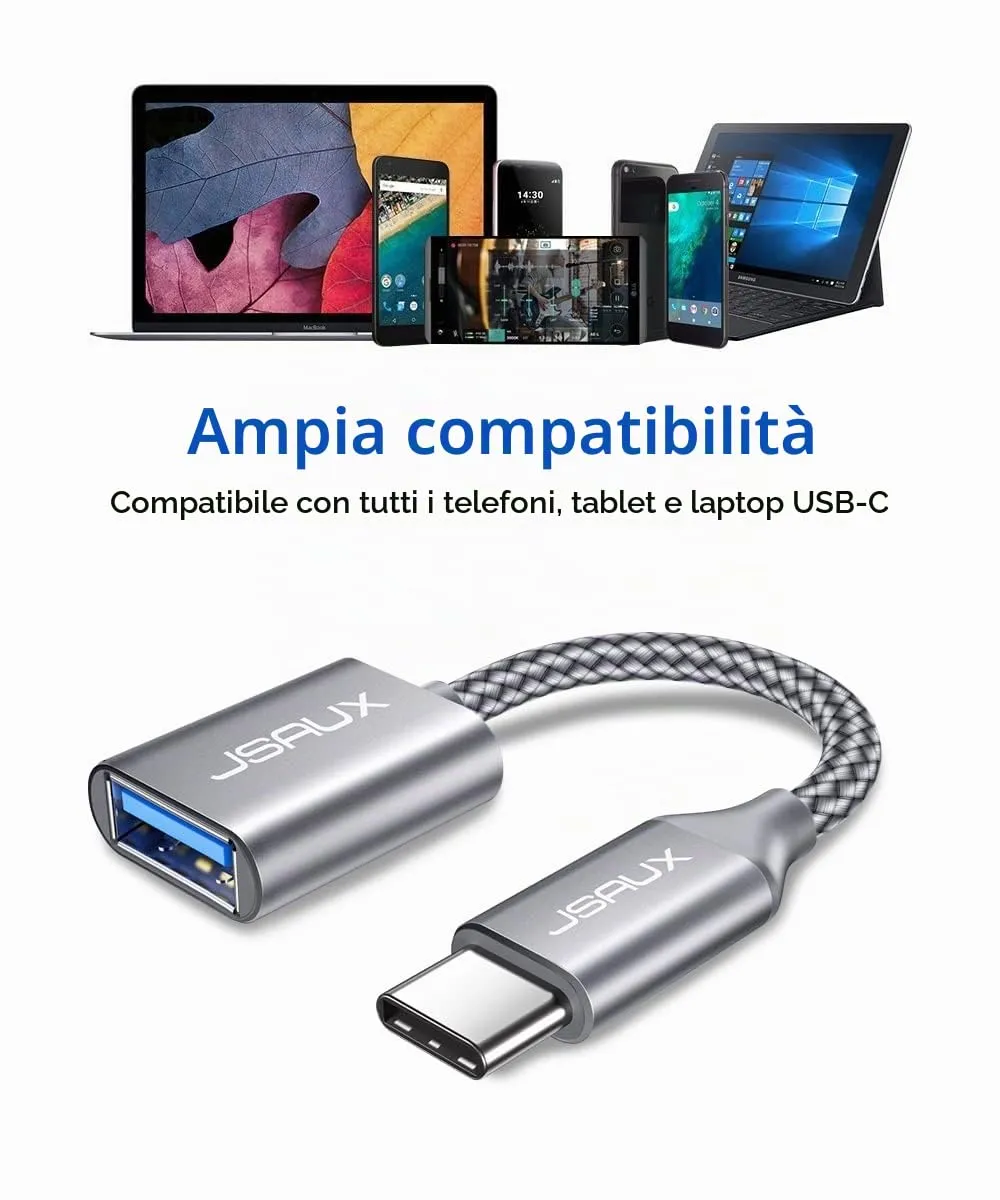 JSAUX Adattatore USB C a USB 3.1 OTG Tipo C [Confezione da 2] per Samsung Galaxy S20 S10 S9 Plus Note 10 A5 2017, Huawei P30 P20 Lite Mate 30 20 Pro, MacBook Pro 2018 - immagine 7