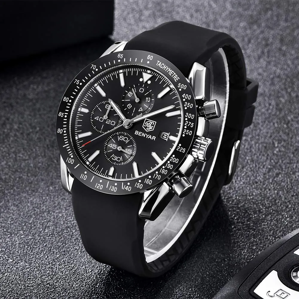 Benyar BY-5140 Orologio da Uomo Cronografo Analogico al Quarzo Impermeabile - immagine 4
