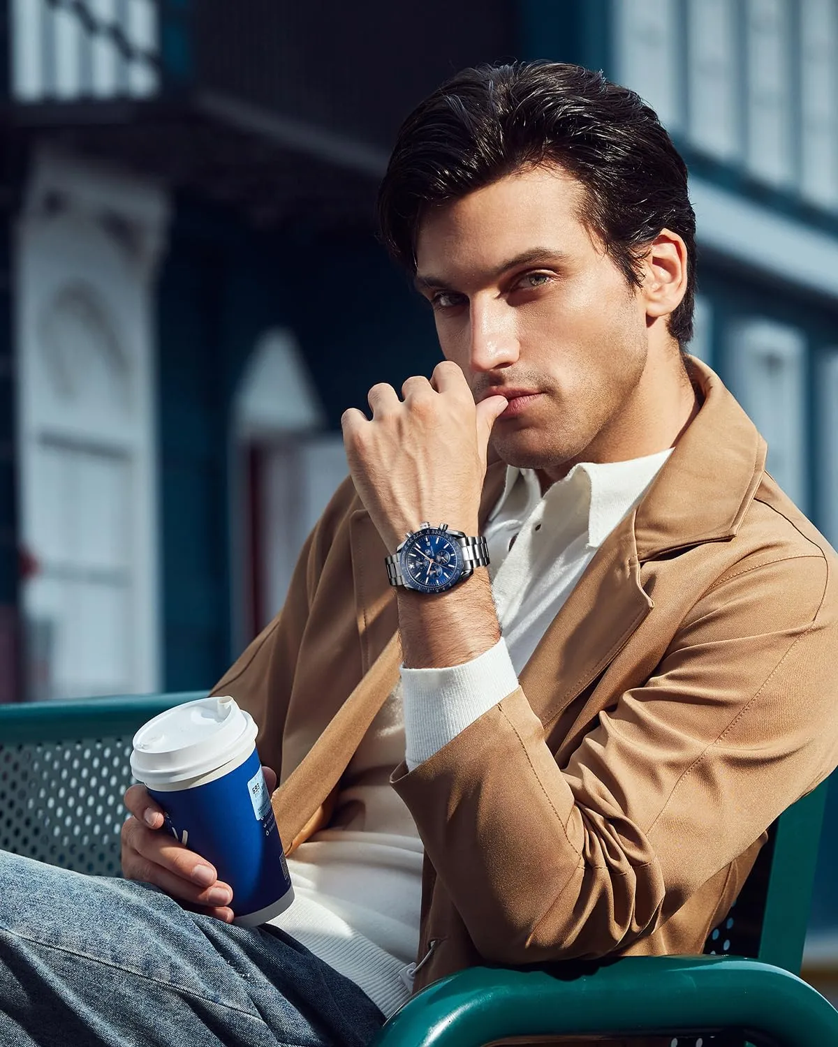 BENYAR Orologio da Uomo Cronografo Analogico al Quarzo BY-5140, Blu - immagine 2