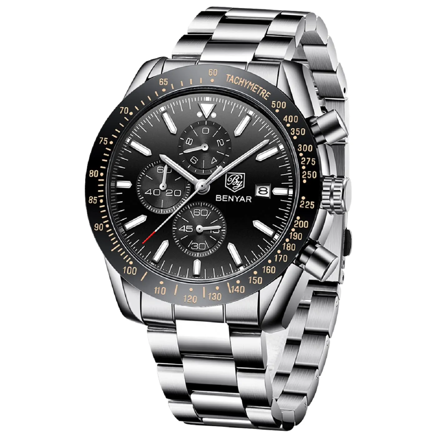 BENYAR Orologio da Uomo Cronografo Analogico al Quarzo BY-5140, Nero 2 - immagine 1