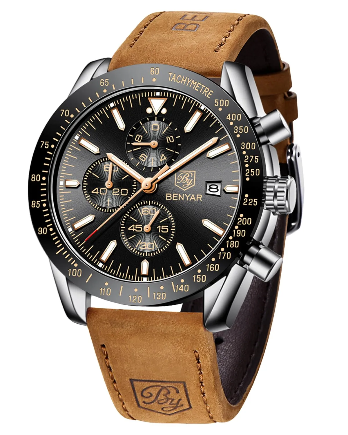Benyar BY-5140 Orologio da Uomo Cronografo Analogico in Pelle - immagine 1