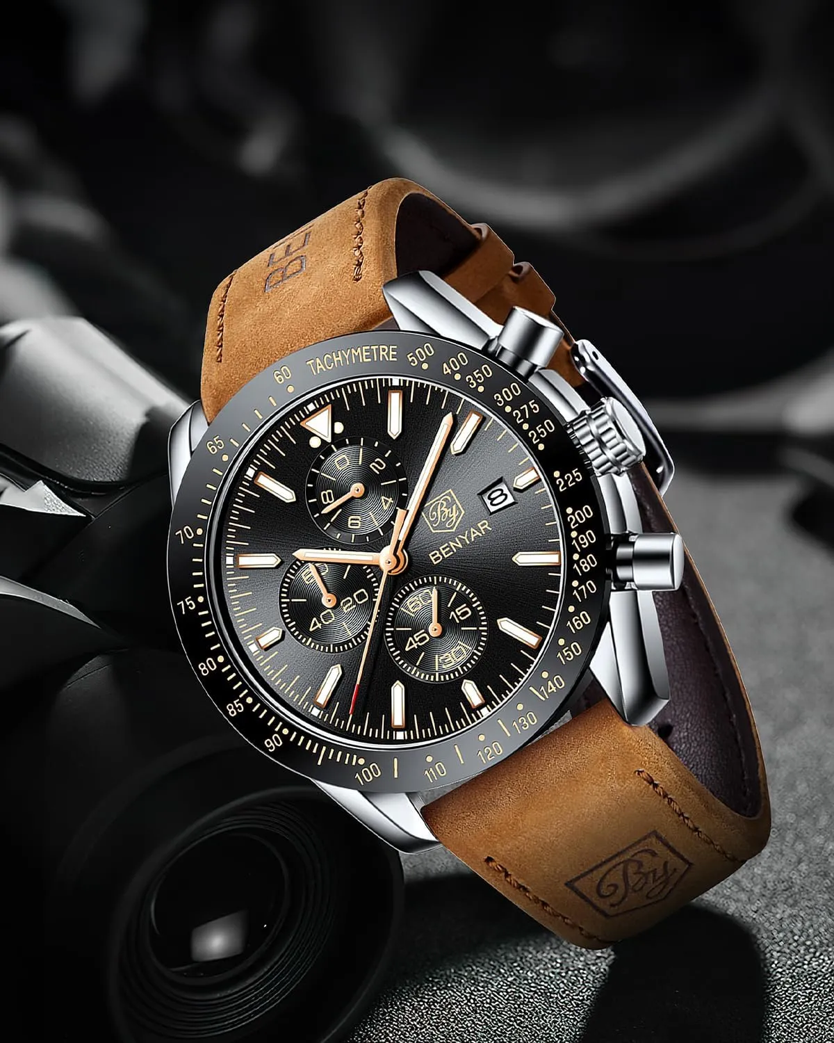 Benyar BY-5140 Orologio da Uomo Cronografo Analogico in Pelle - immagine 4