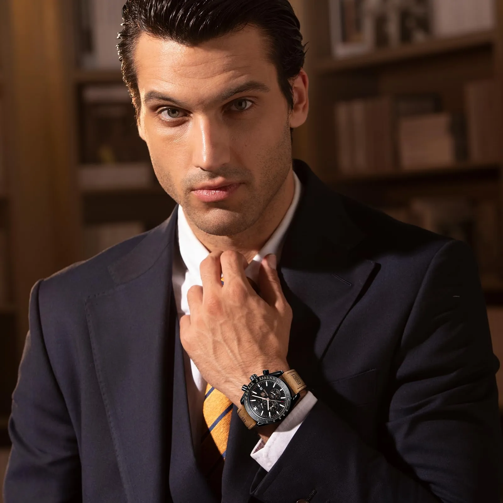 BENYAR Orologio da Uomo Cronografo Analogico al Quarzo BY-5140 Cinturino in Pelle - immagine 2