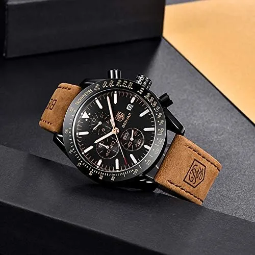 BENYAR Orologio da Uomo Cronografo Analogico al Quarzo BY-5140 Cinturino in Pelle - immagine 8