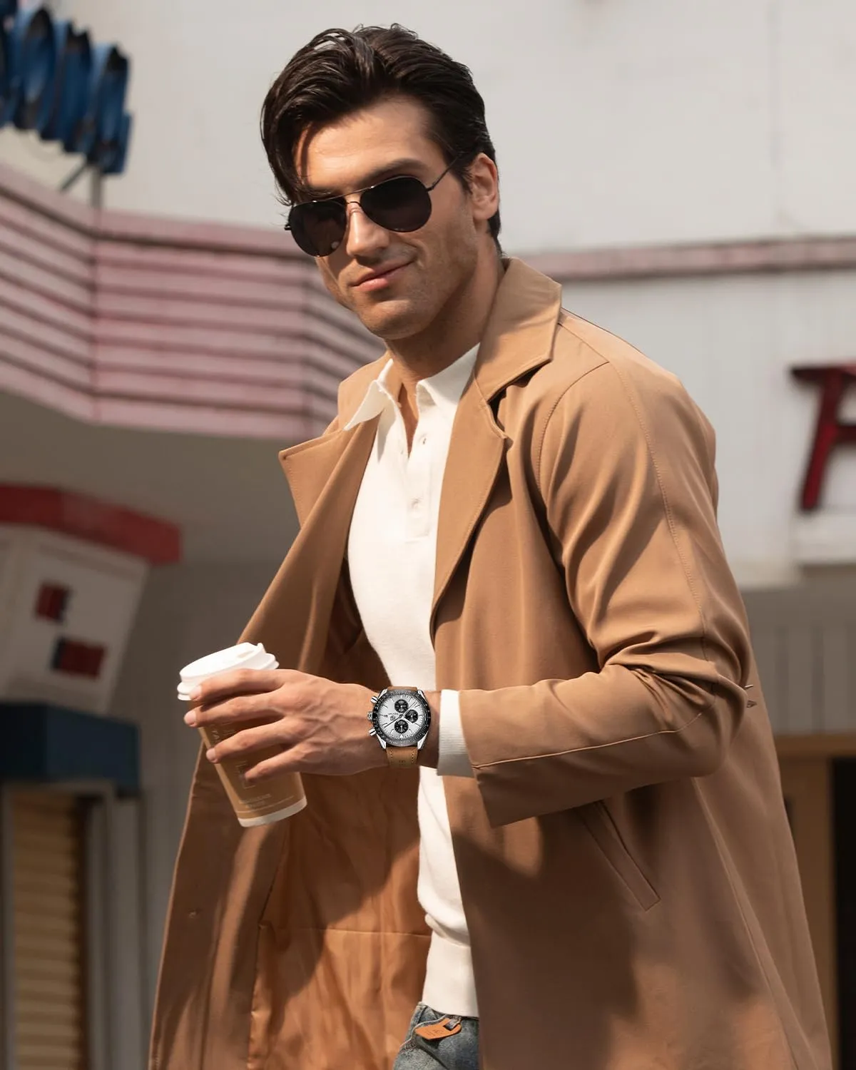 Benyar BY-5140 Orologio da Uomo Cronografo Analogico al Quarzo Impermeabile con Cinturino in Pelle - immagine 2