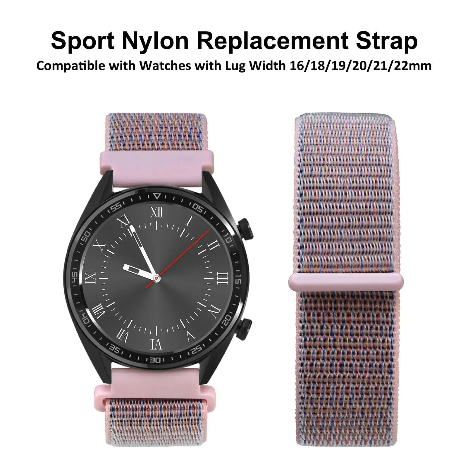 WOCCI Sportivo Cinturino in Nylon 20mm a Sgancio Rapido per Uomo e Donna (Rosa Sabbia) - immagine 8
