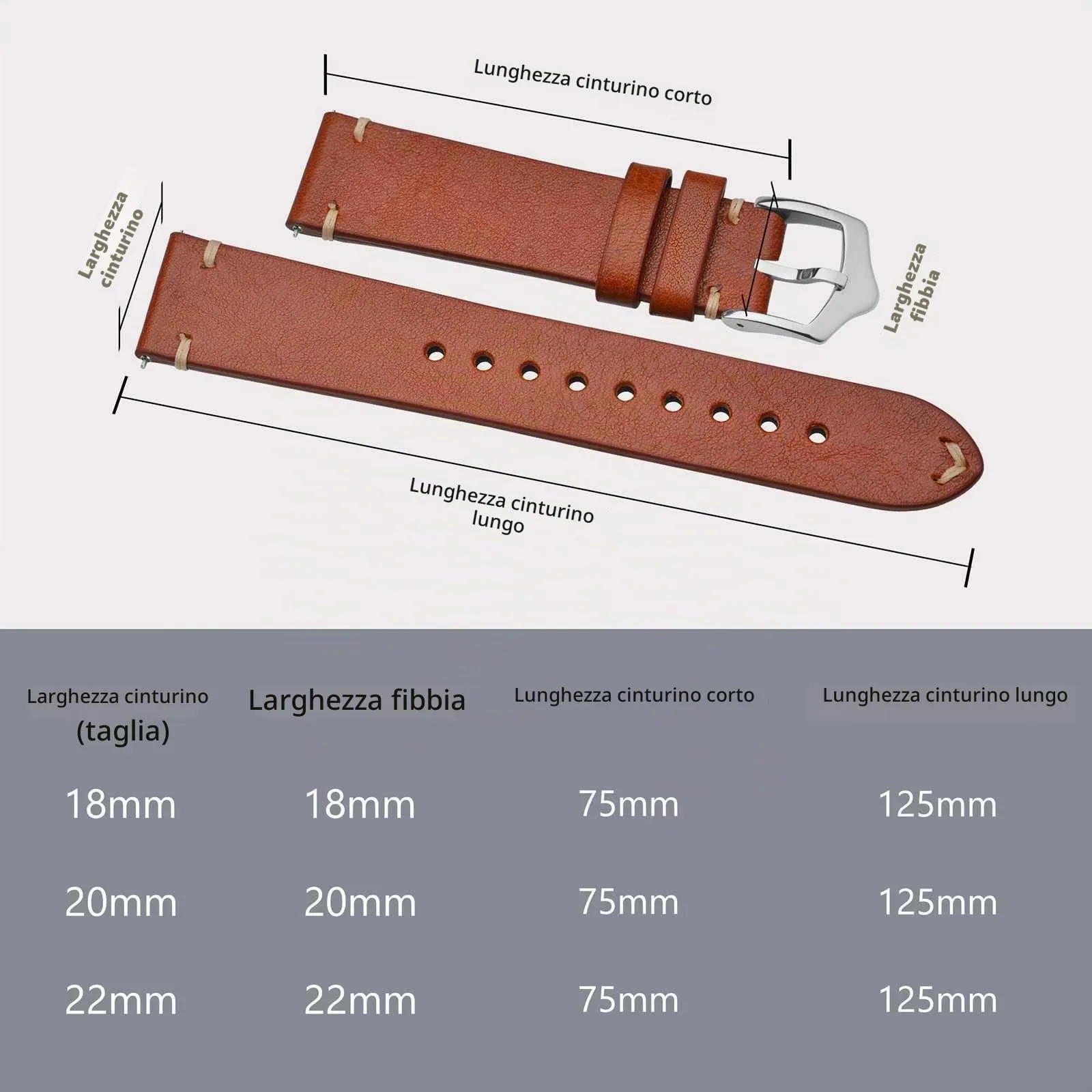 BISONSTRAP Cinturino in Pelle per Orologio Uomo, 20mm, Marrone Toffee con Fibbia Argento - immagine 9