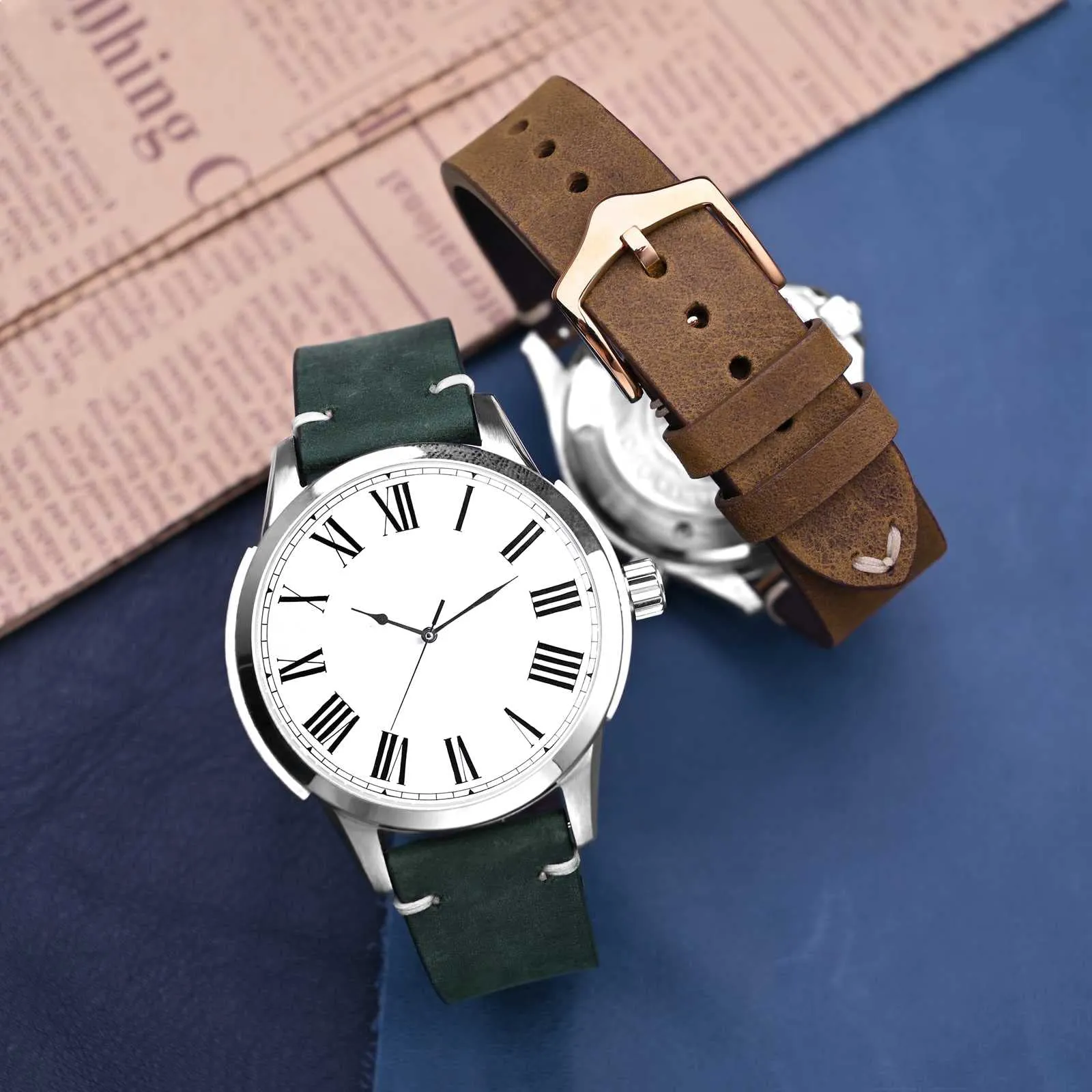 BISONSTRAP Cinturino in Pelle per Orologio da Uomo, Sgancio Rapido, 18mm, Verde con Fibbia Nera - immagine 2