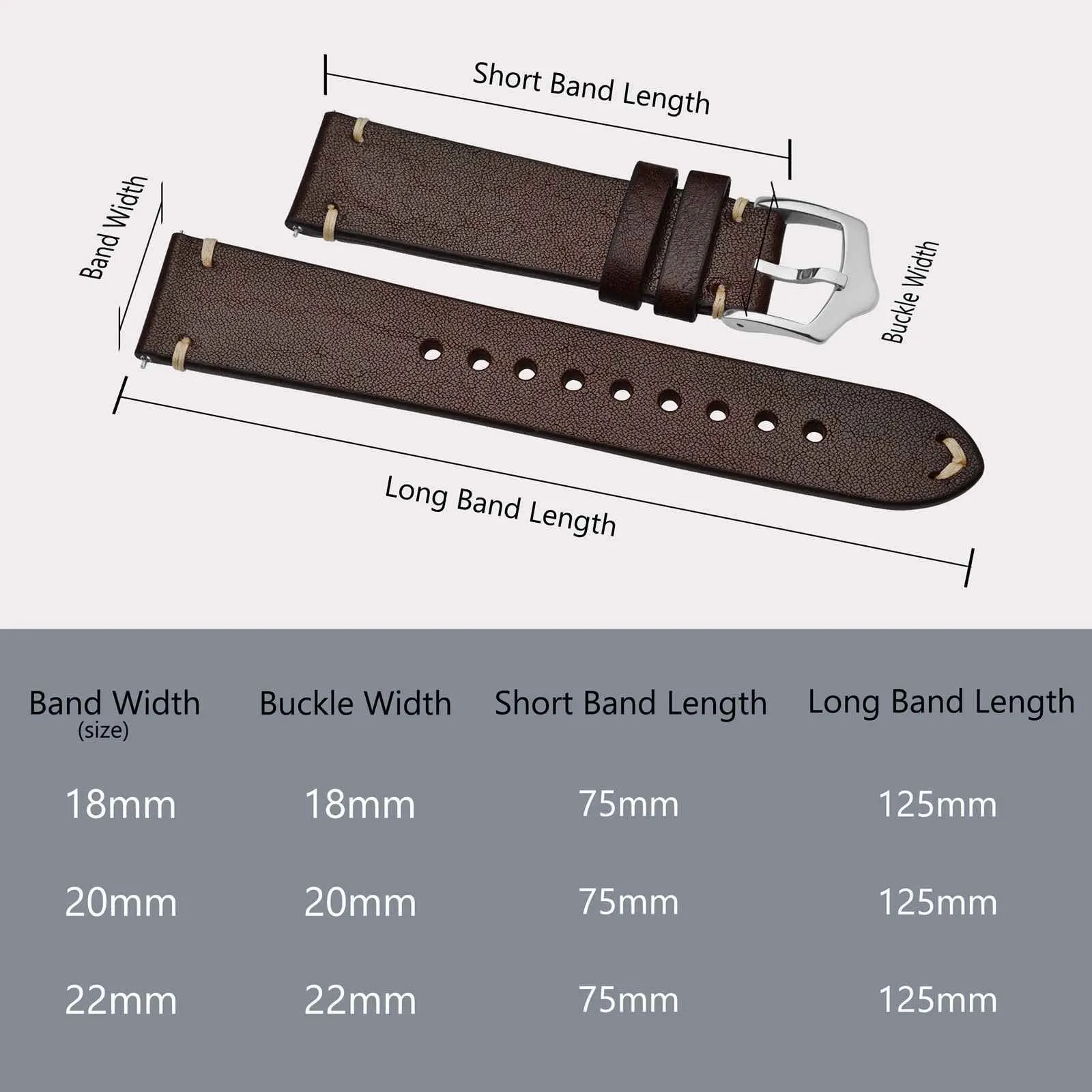 BISONSTRAP Cinturino in Pelle per Orologio da Uomo, Sgancio Rapido, 22mm, Marrone Caffè con Fibbia Argento - immagine 9