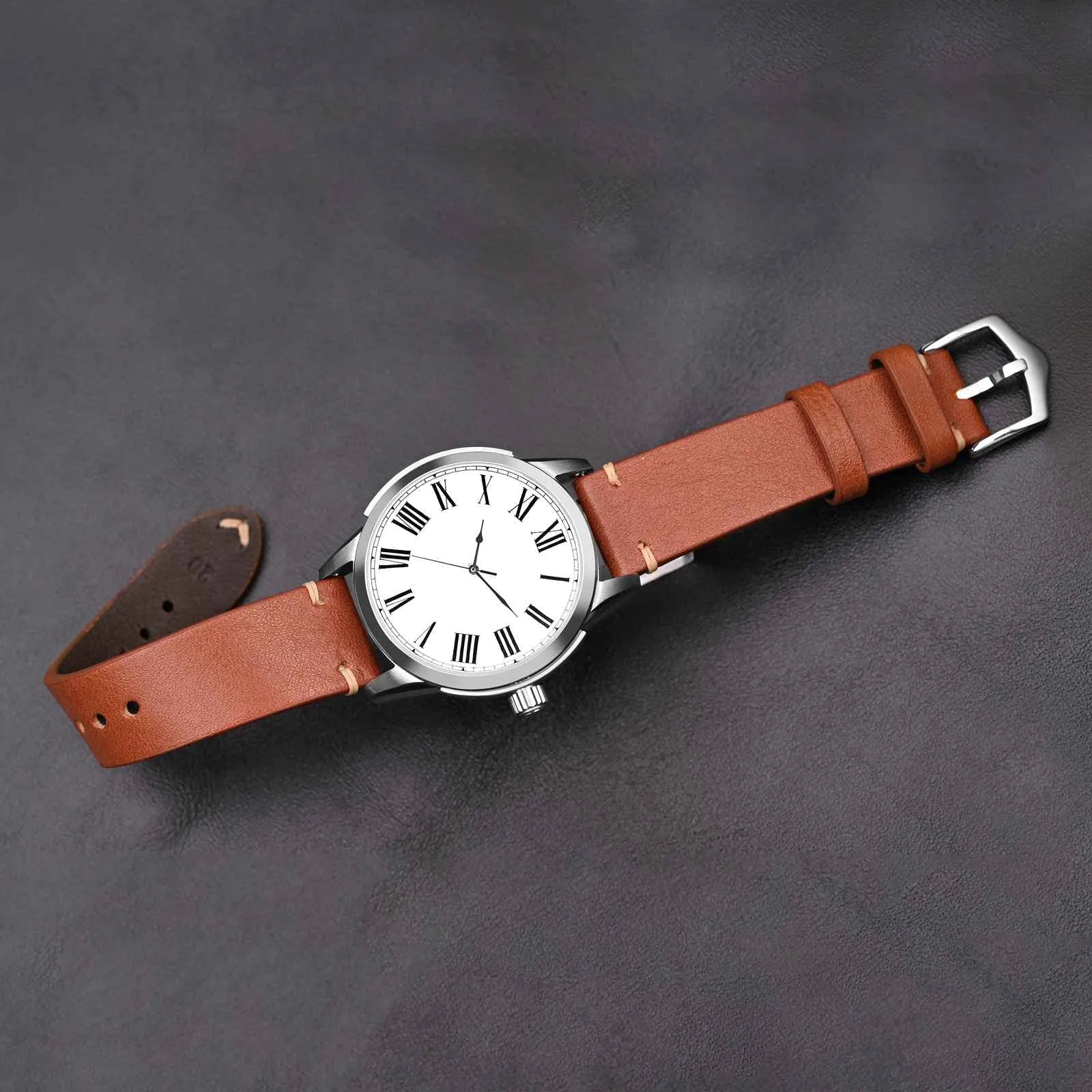 BISONSTRAP Cinturino in Pelle per Orologio Uomo, Sgancio Rapido, 18mm, Marrone Toffee con Fibbia Nera - immagine 5