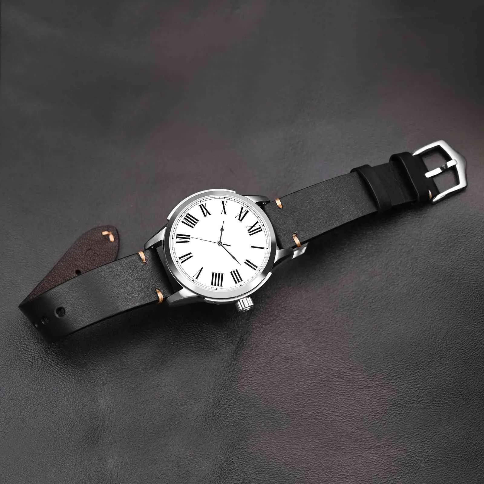 BISONSTRAP Cinturino in Pelle per Orologio Uomo, Sgancio Rapido, 18mm, Nero con Fibbia Argento - immagine 5