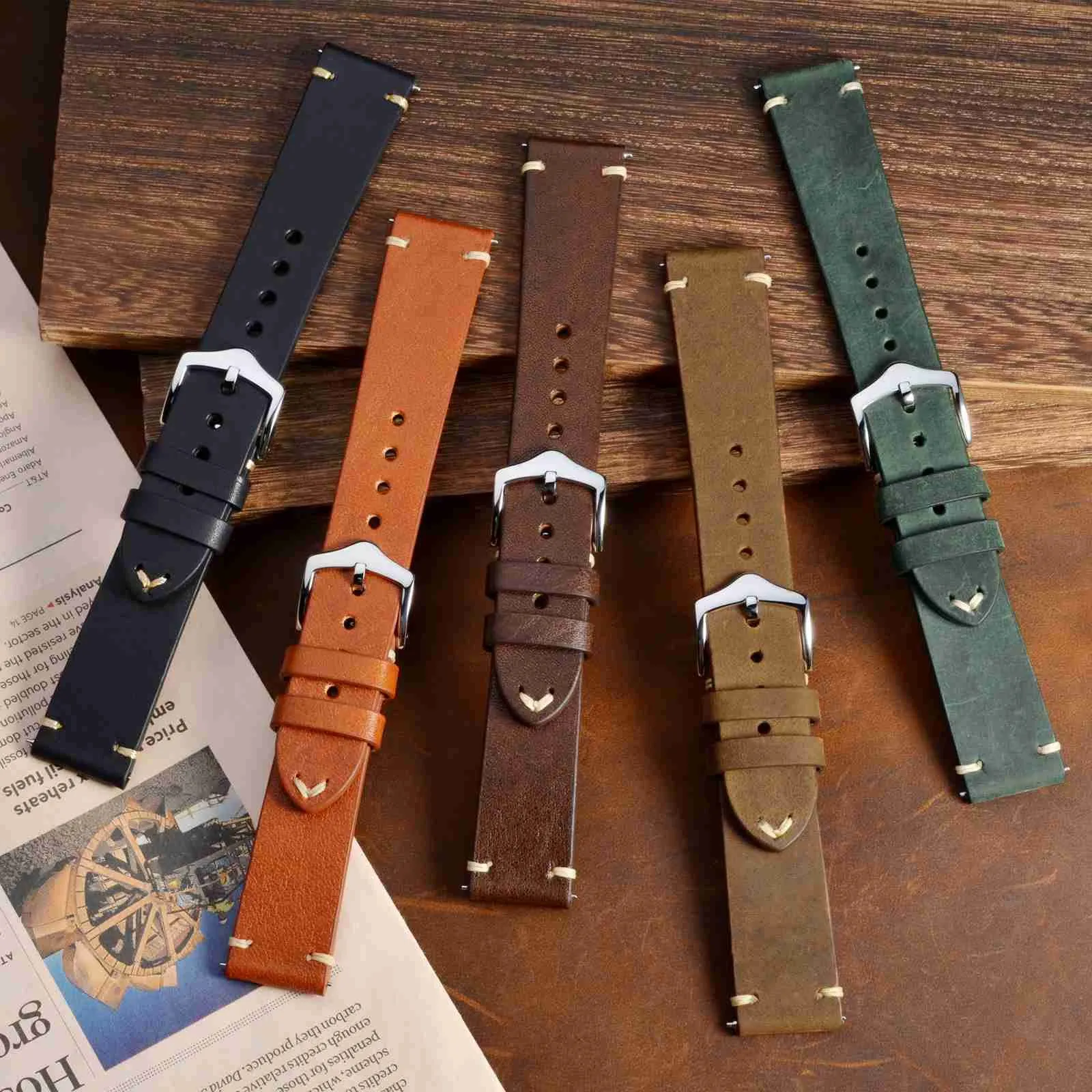 BISONSTRAP Cinturino in Pelle per Orologio Uomo, Sgancio Rapido, 18mm, Nero con Fibbia Argento - immagine 7
