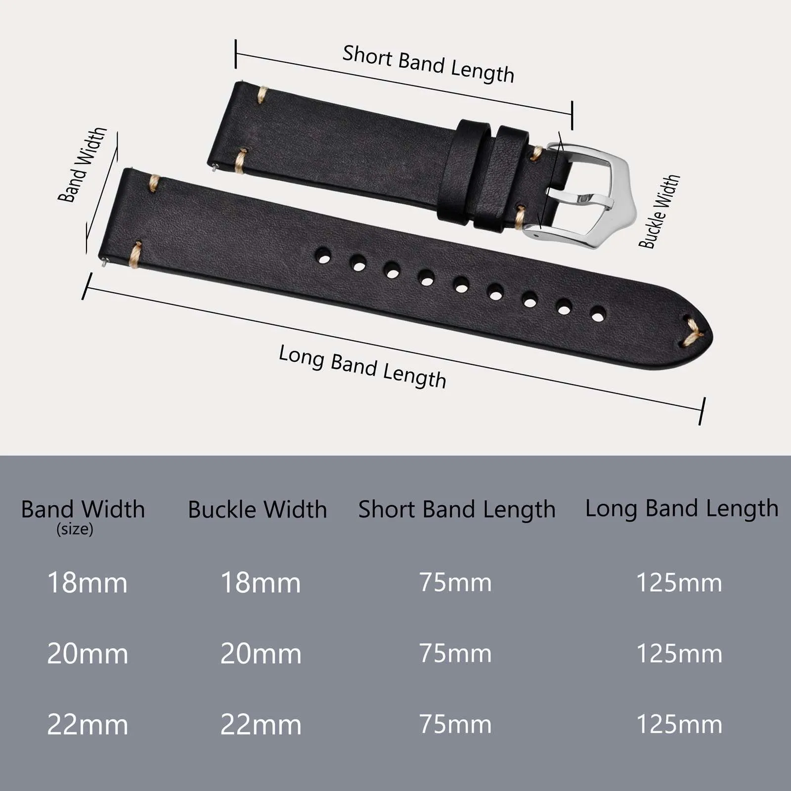 BISONSTRAP Cinturino in Pelle per Orologio Uomo, Sgancio Rapido, 18mm, Nero con Fibbia Argento - immagine 9