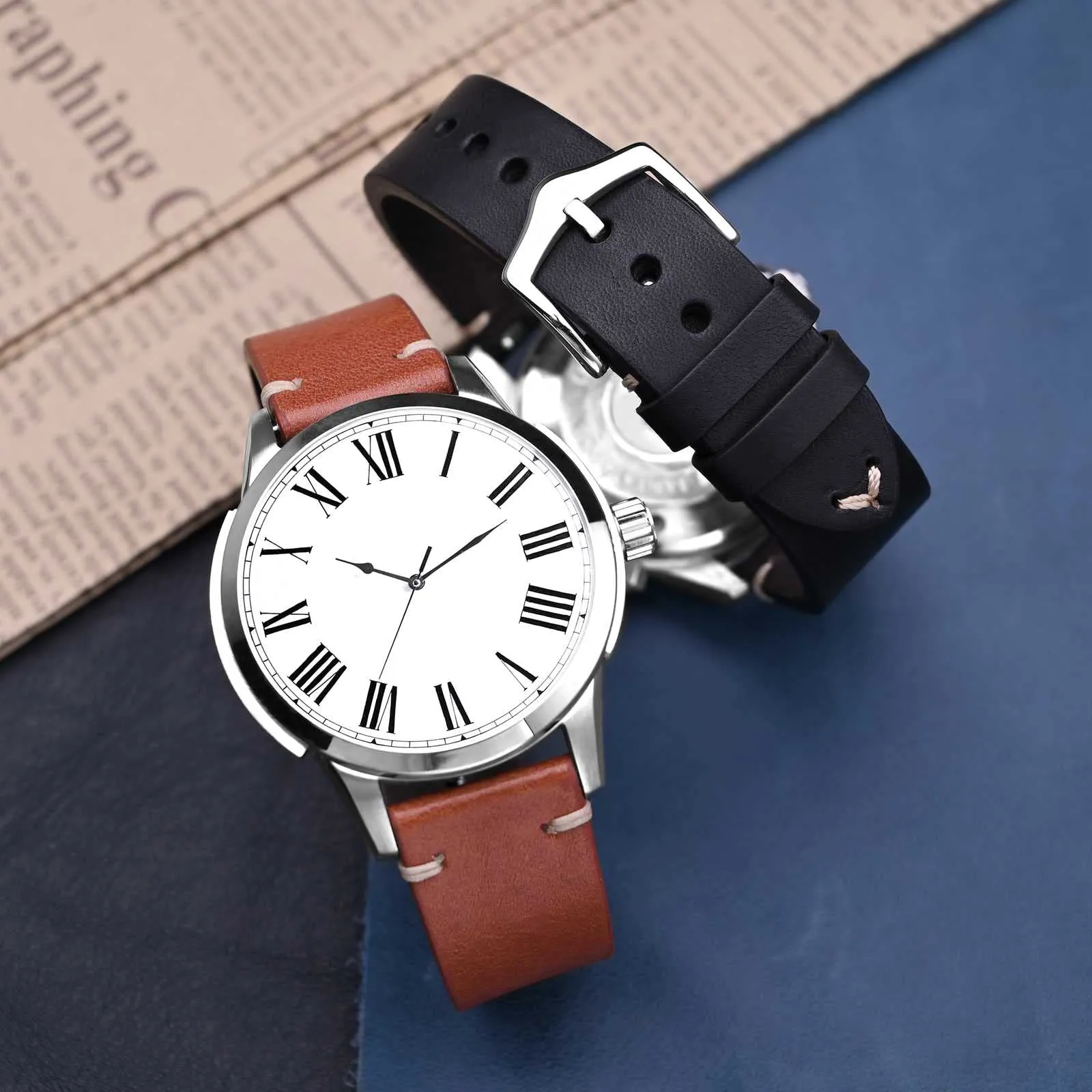 BISONSTRAP Cinturino in Pelle per Orologio Uomo, Sgancio Rapido, 18mm, Marrone Toffee con Fibbia Argento - immagine 2