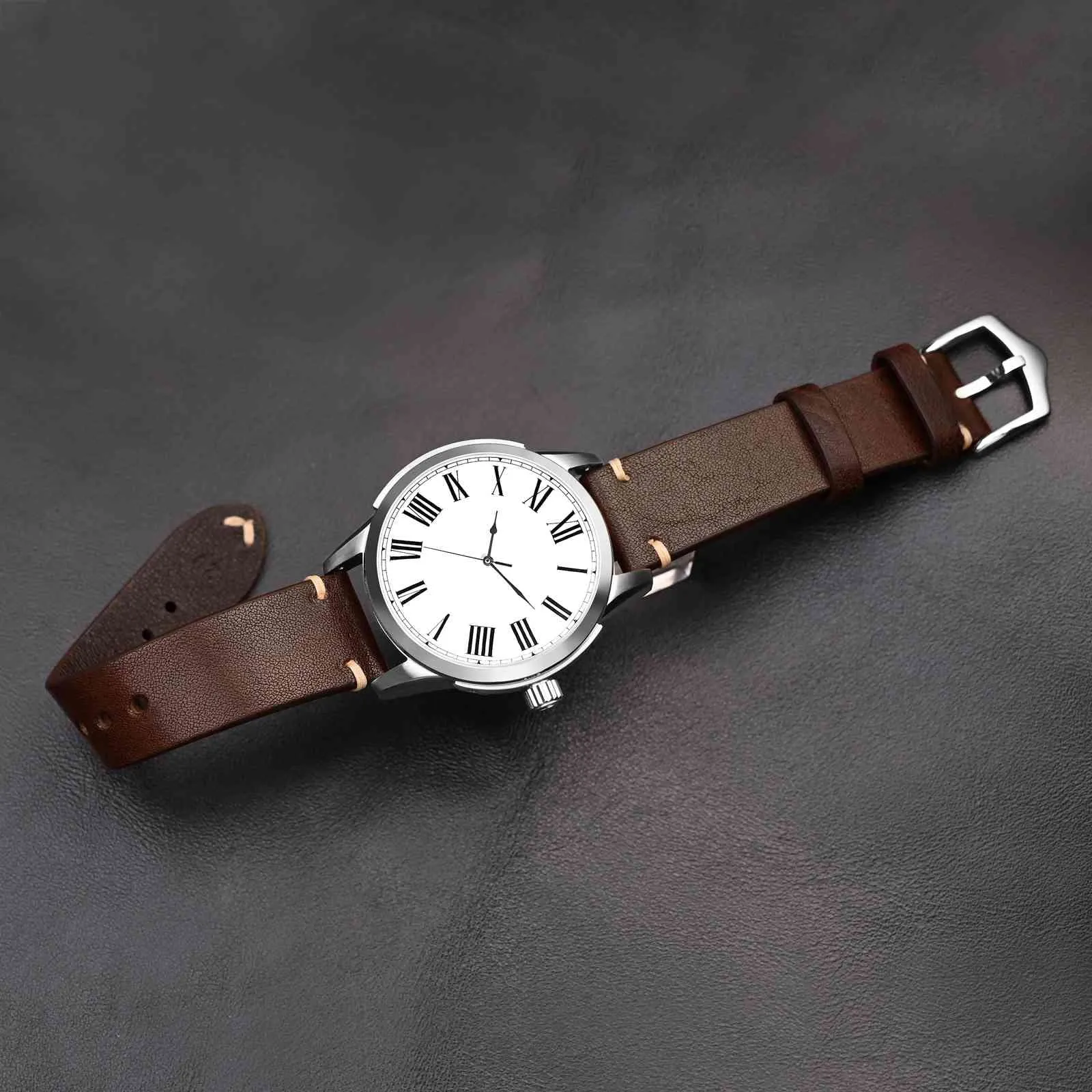BISONSTRAP Cinturino in Pelle per Orologio Uomo, Sgancio Rapido, 20mm, Marrone Caffè con Fibbia Argento - immagine 5