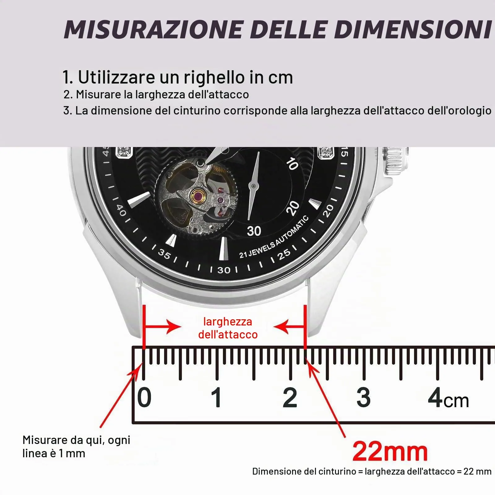 BISONSTRAP Cinturino in Pelle per Orologio da Uomo, Sgancio Rapido, 20mm, Marrone Sella con Fibbia Nera - immagine 6
