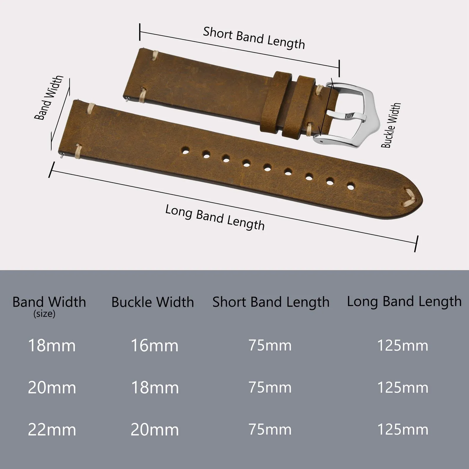BISONSTRAP Cinturino in Pelle per Orologio da Uomo, 21mm, Marrone Sella con Fibbia Argento, Sgancio Rapido - immagine 9