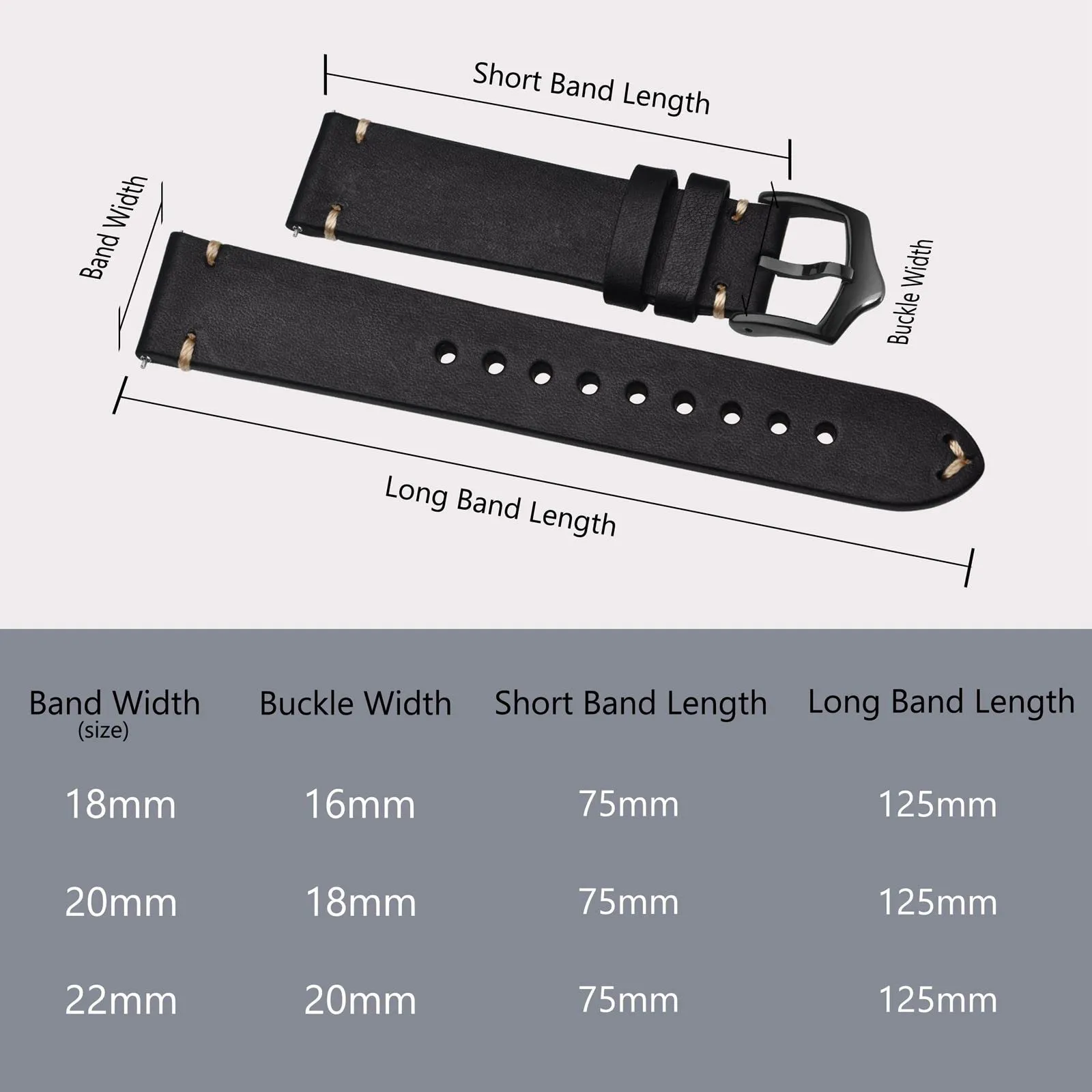 BISONSTRAP Cinturino in Pelle per Orologi da Uomo, Sgancio Rapido, 21mm, Nero con Fibbia Nera - immagine 9