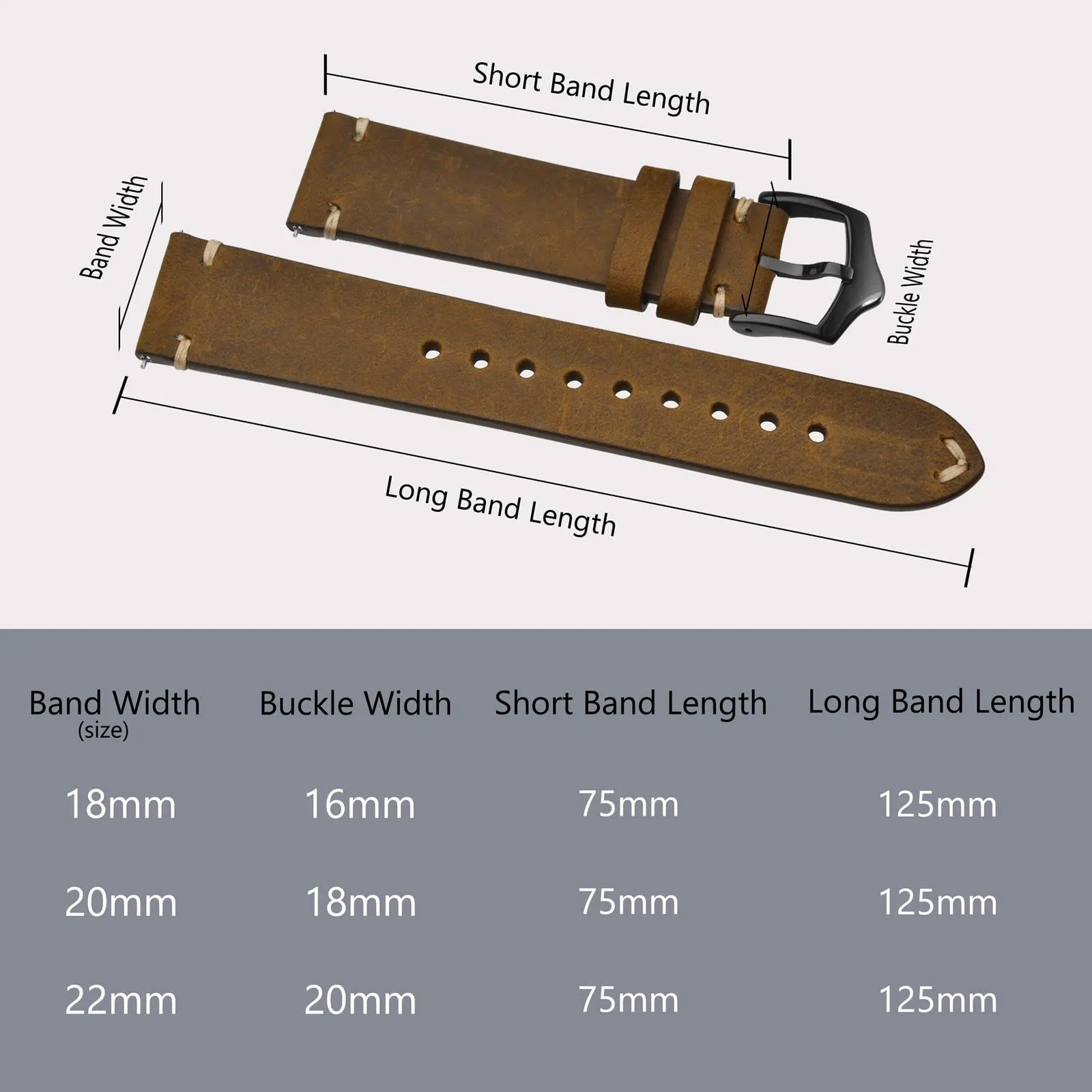 BISONSTRAP Cinturino in Pelle per Orologio Uomo, Sgancio Rapido, 21mm, Marrone Sella con Fibbia Nera - immagine 9