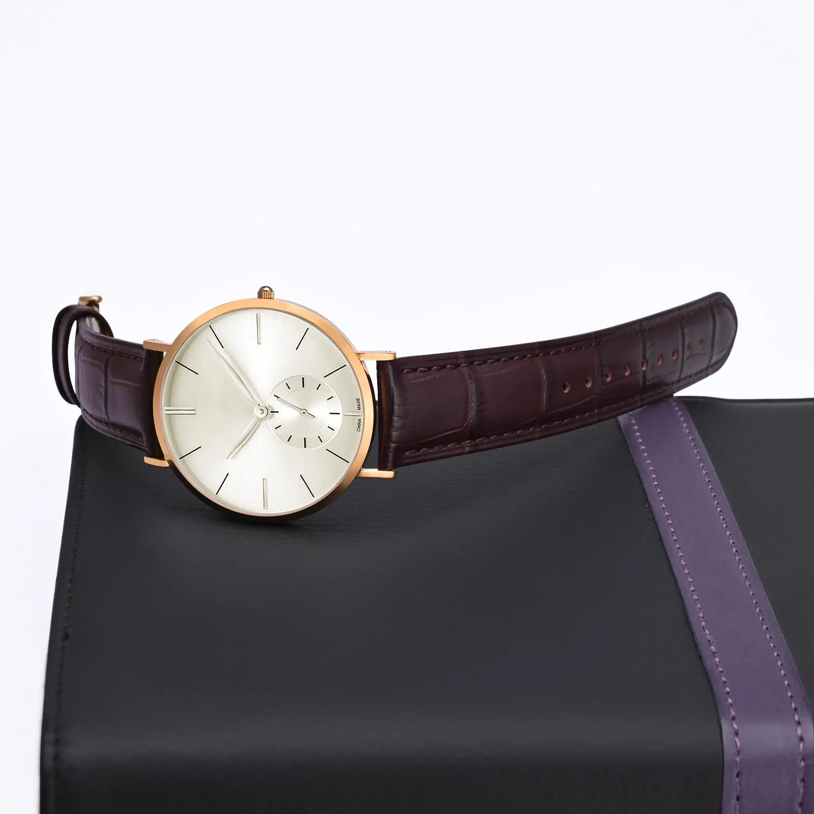 BISONSTRAP Cinturino per Orologi 19mm in Pelle Goffrata Alligatore, Marrone Caffè con Fibbia Argento - immagine 8