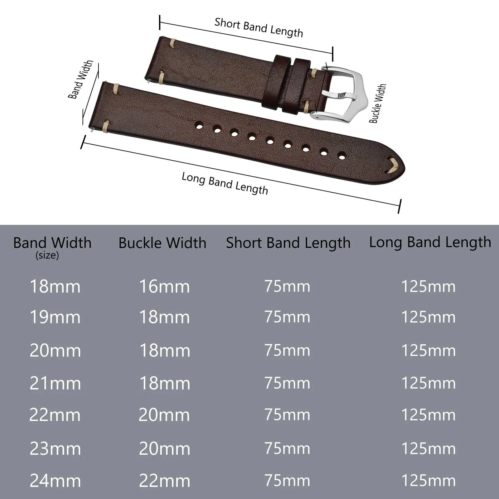 BISONSTRAP Cinturino in Pelle per Orologio da Uomo, Sgancio Rapido, 23mm, Marrone Caffè con Fibbia Argento - immagine 9