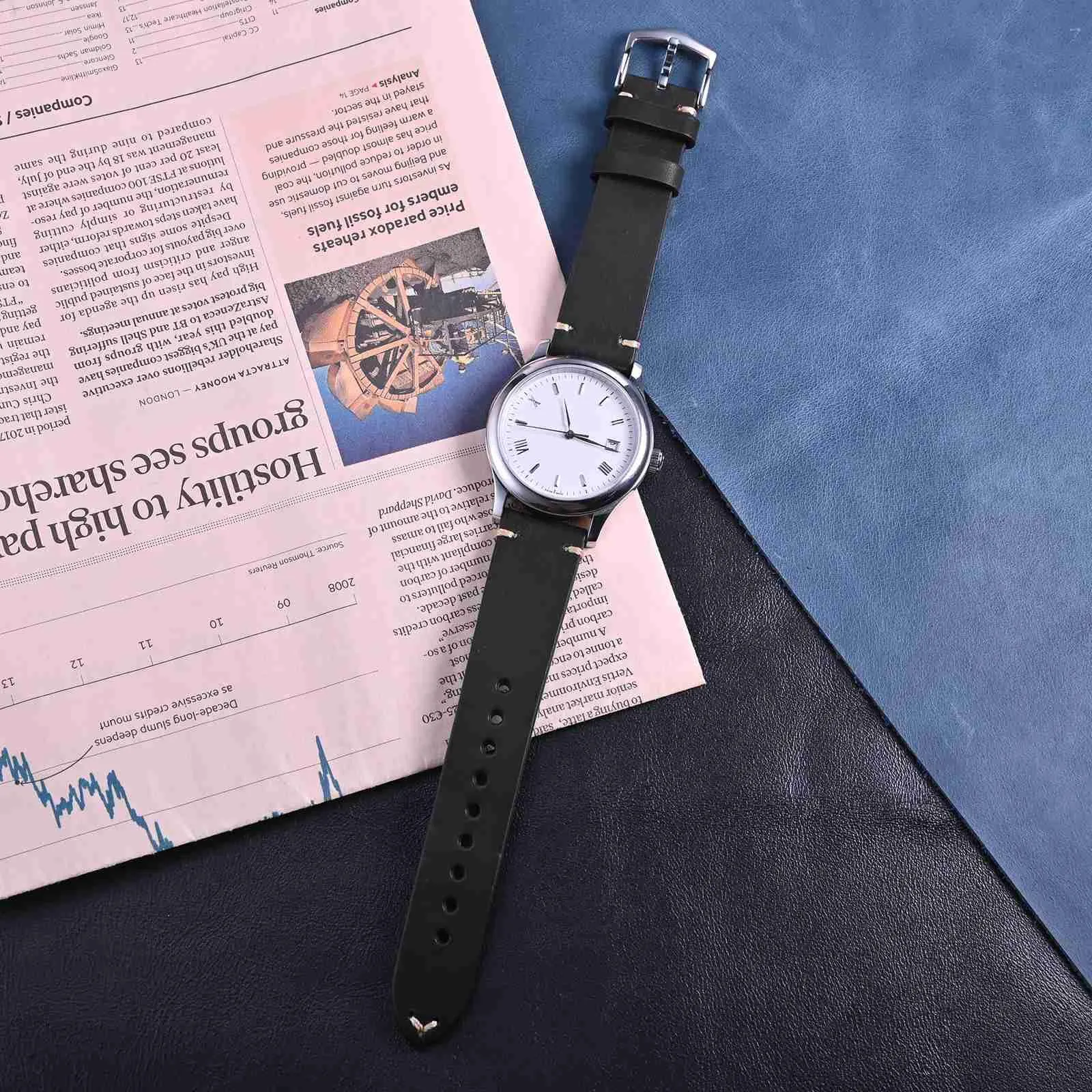 BISONSTRAP Cinturino in Pelle per Orologio Uomo, Sgancio Rapido, 24mm, Nero con Fibbia Nera - immagine 8