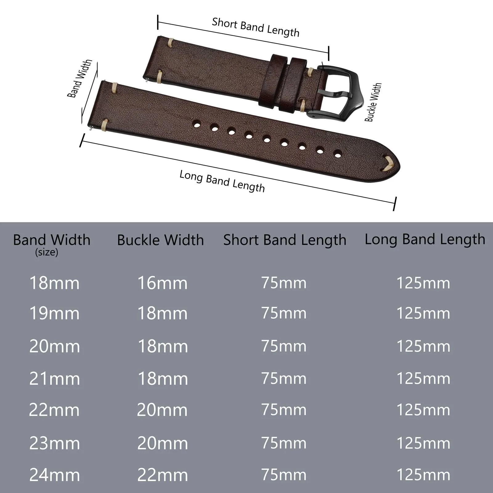 BISONSTRAP Cinturino in Pelle per Orologi da Uomo, Sgancio Rapido, 23mm, Marrone Caffè con Fibbia Nera - immagine 9