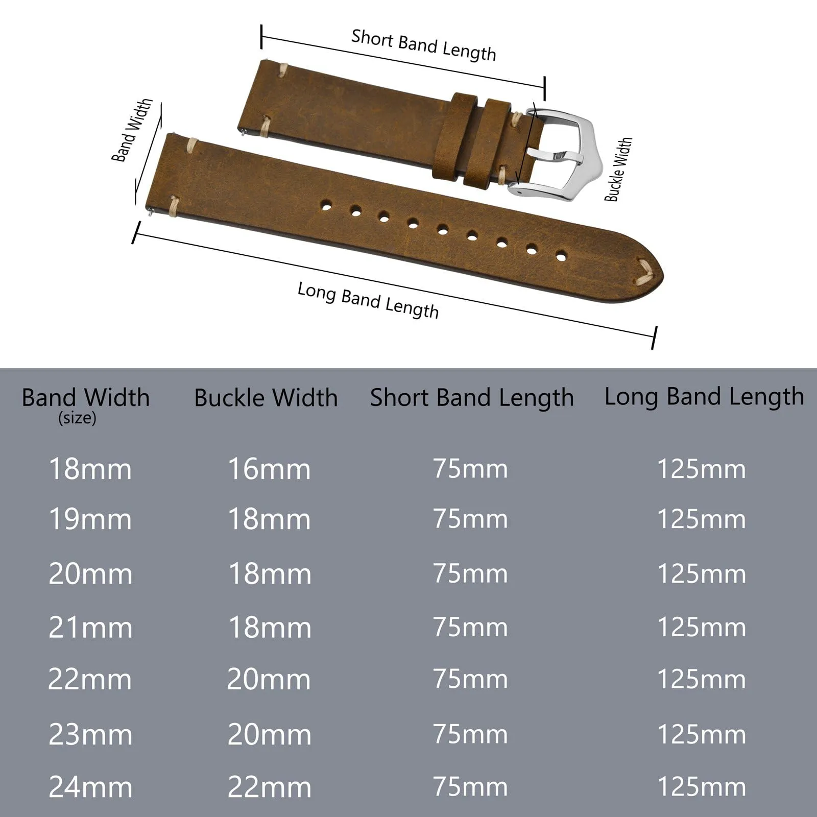 BISONSTRAP Cinturino in Pelle per Orologio Uomo, Sgancio Rapido, 23mm, Marrone Sella con Fibbia Argento - immagine 9