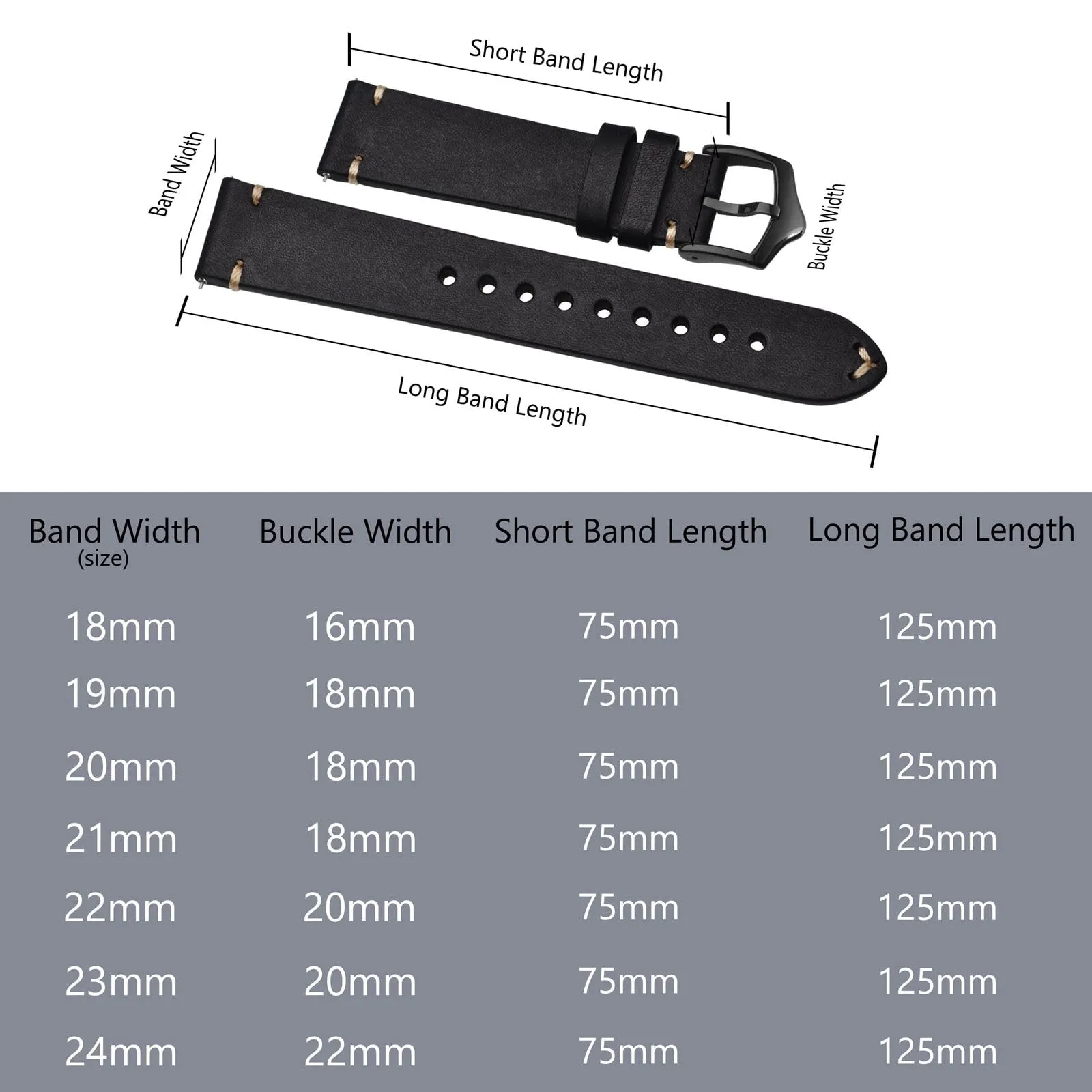 BISONSTRAP Cinturino in Pelle per Orologi da Uomo, Sgancio Rapido, 23mm, Nero con Fibbia Nera - immagine 9