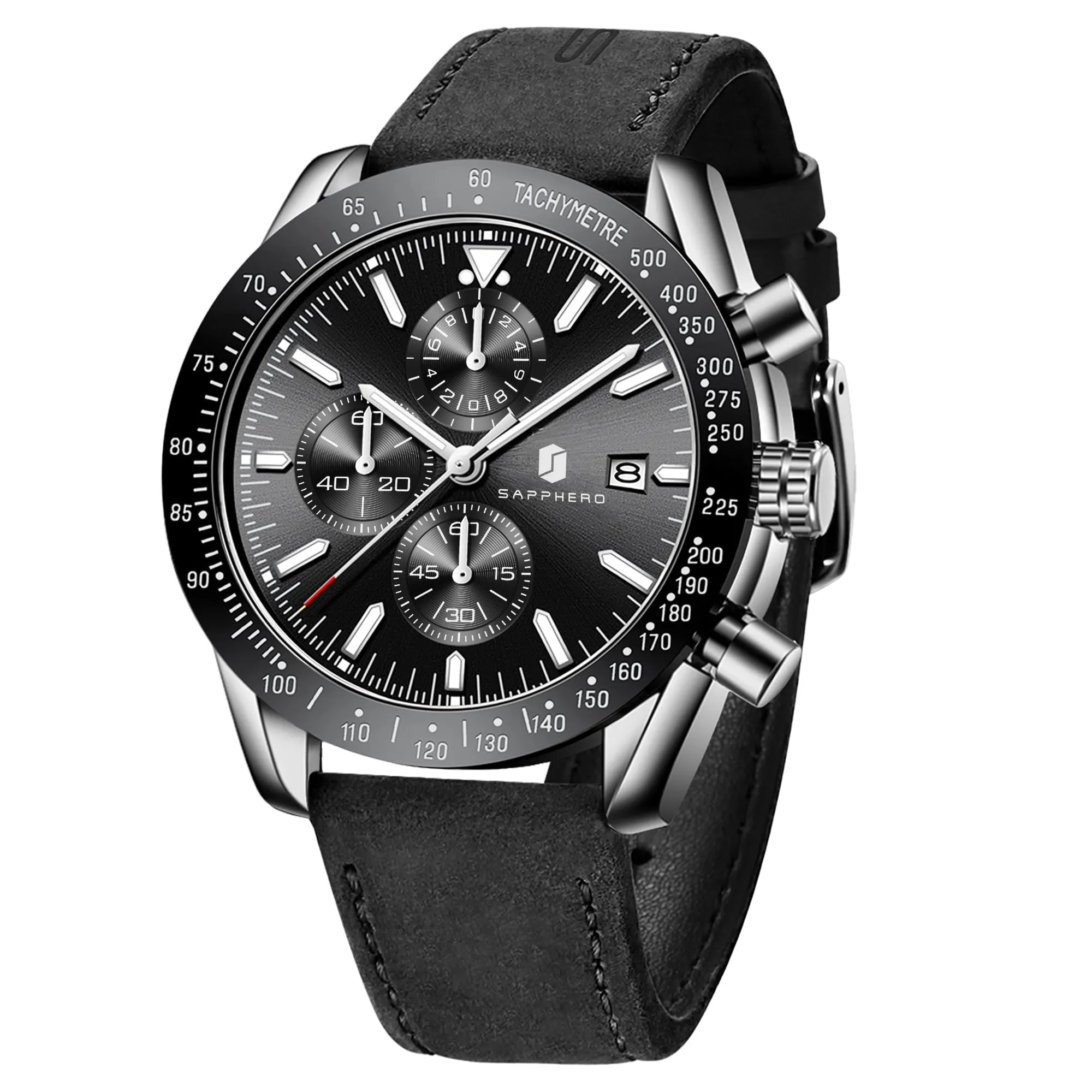 BENYAR Orologio Uomo Analogico al Quarzo Cronografo Impermeabile con Data e Cinturino in Pelle LDSO2218-2 - immagine 1