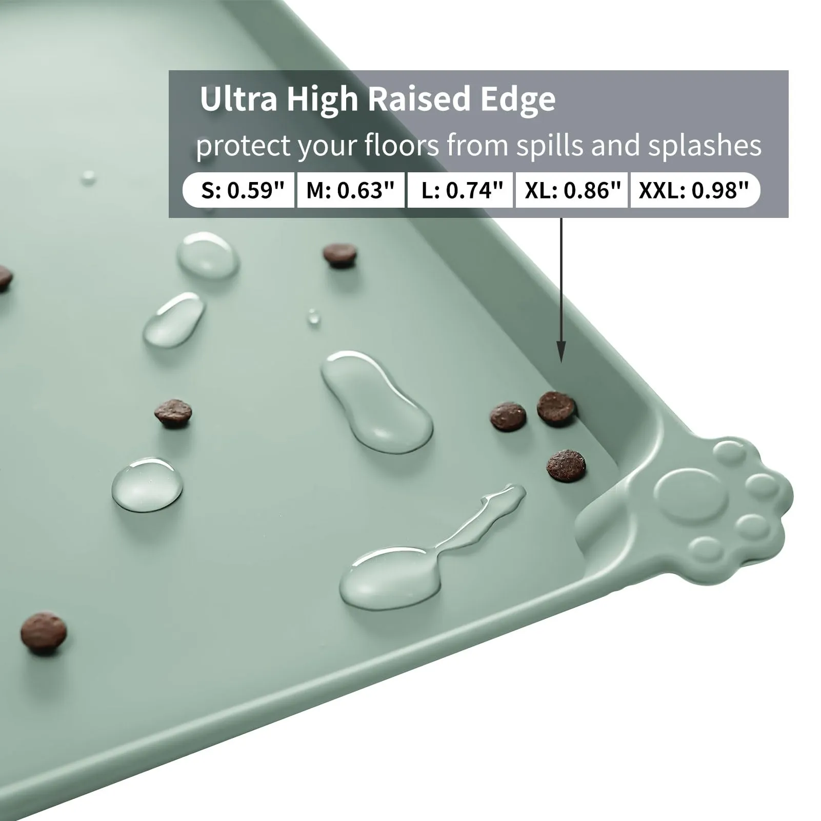 Reopet Tappetino in Silicone per Cibo e Acqua per Animali Domestici, Impermeabile con Bordi Rialzati, 53 x 37 cm, Turchese medio - immagine 3