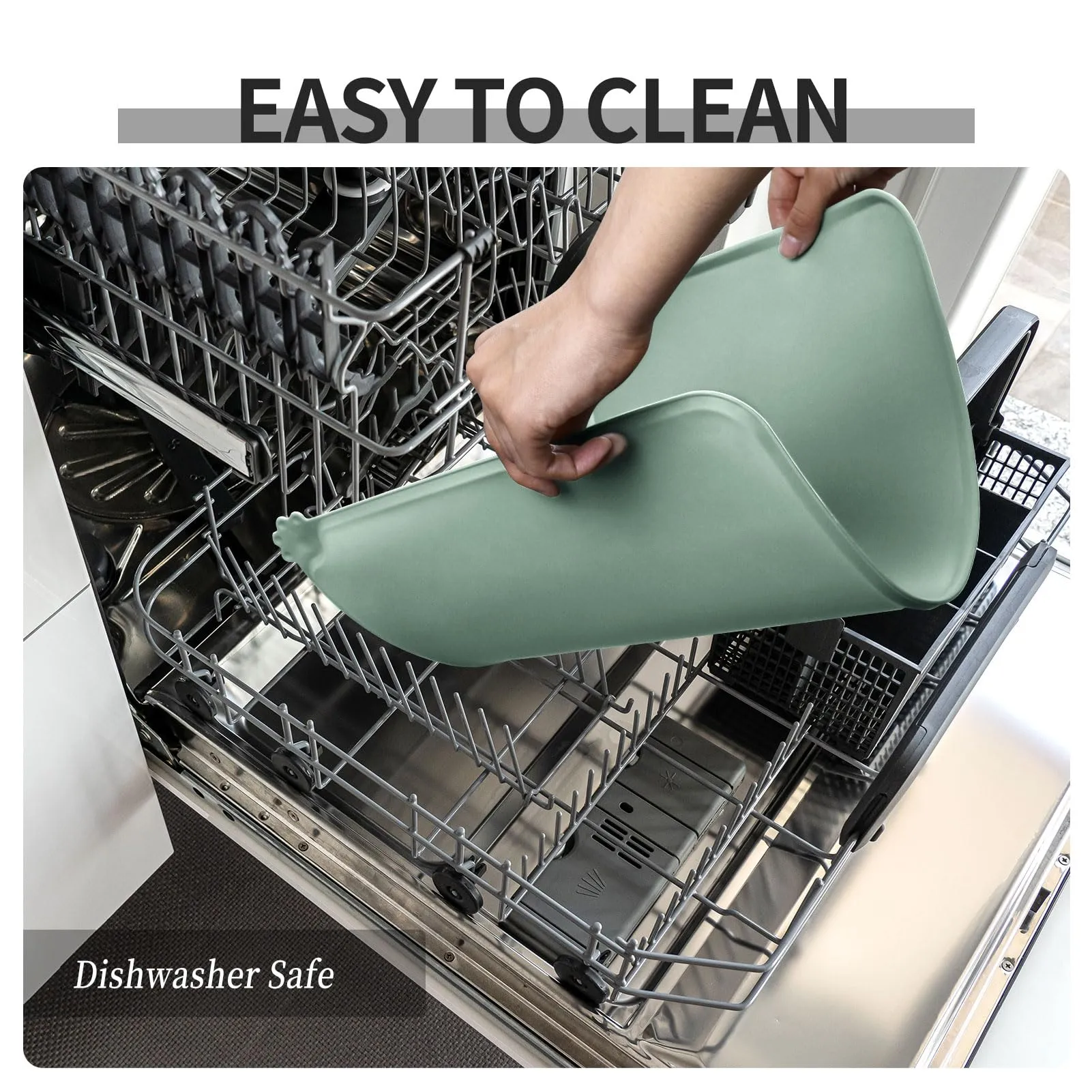 Reopet Tappetino in Silicone per Cibo e Acqua per Animali Domestici, Impermeabile con Bordi Rialzati, 53 x 37 cm, Turchese medio - immagine 7
