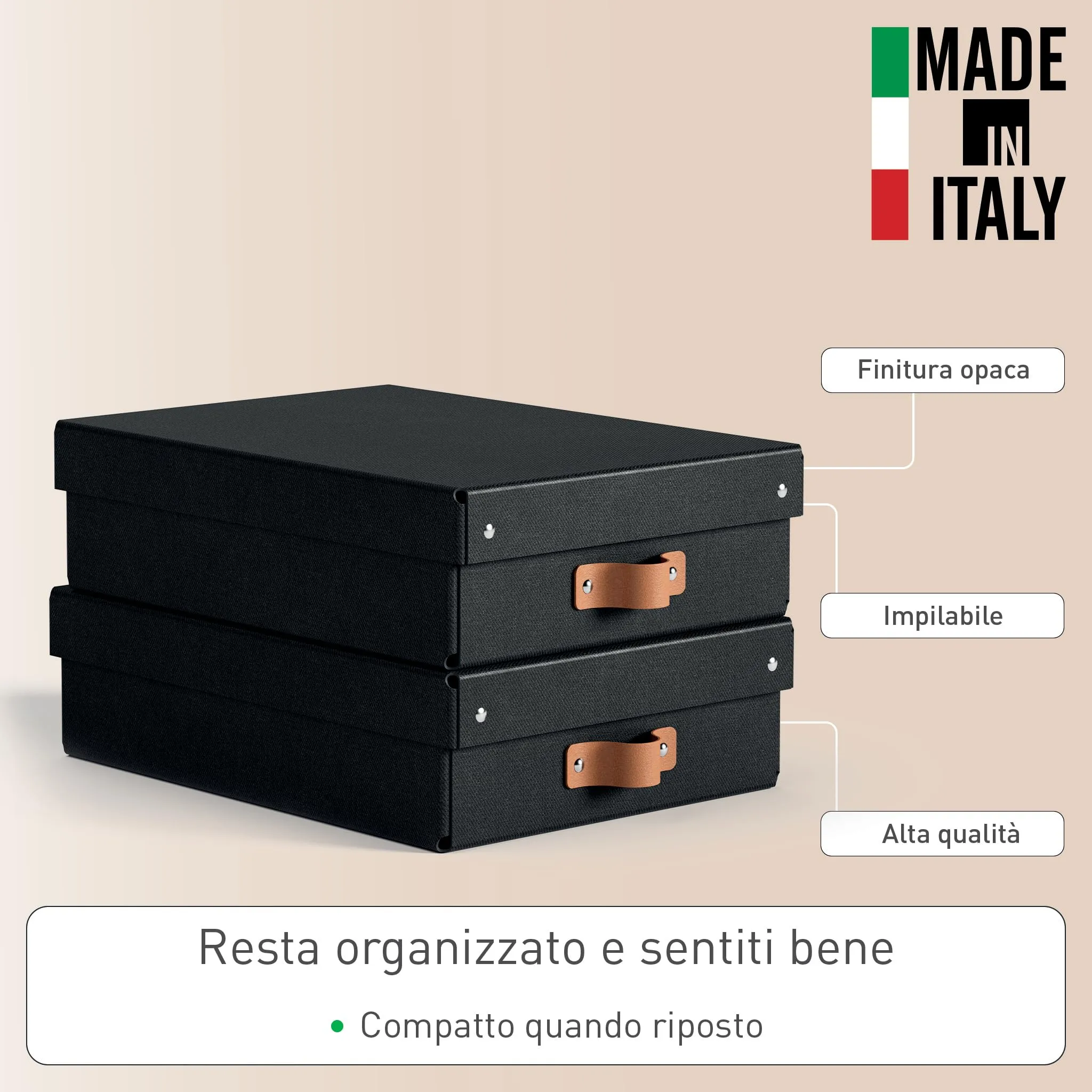 Leitz Puro Set di 2 Scatole portaoggetti medie basse con Coperchio, 8 litri, 27 x 37 x 10 cm, Antracite, 61480095 - immagine 3