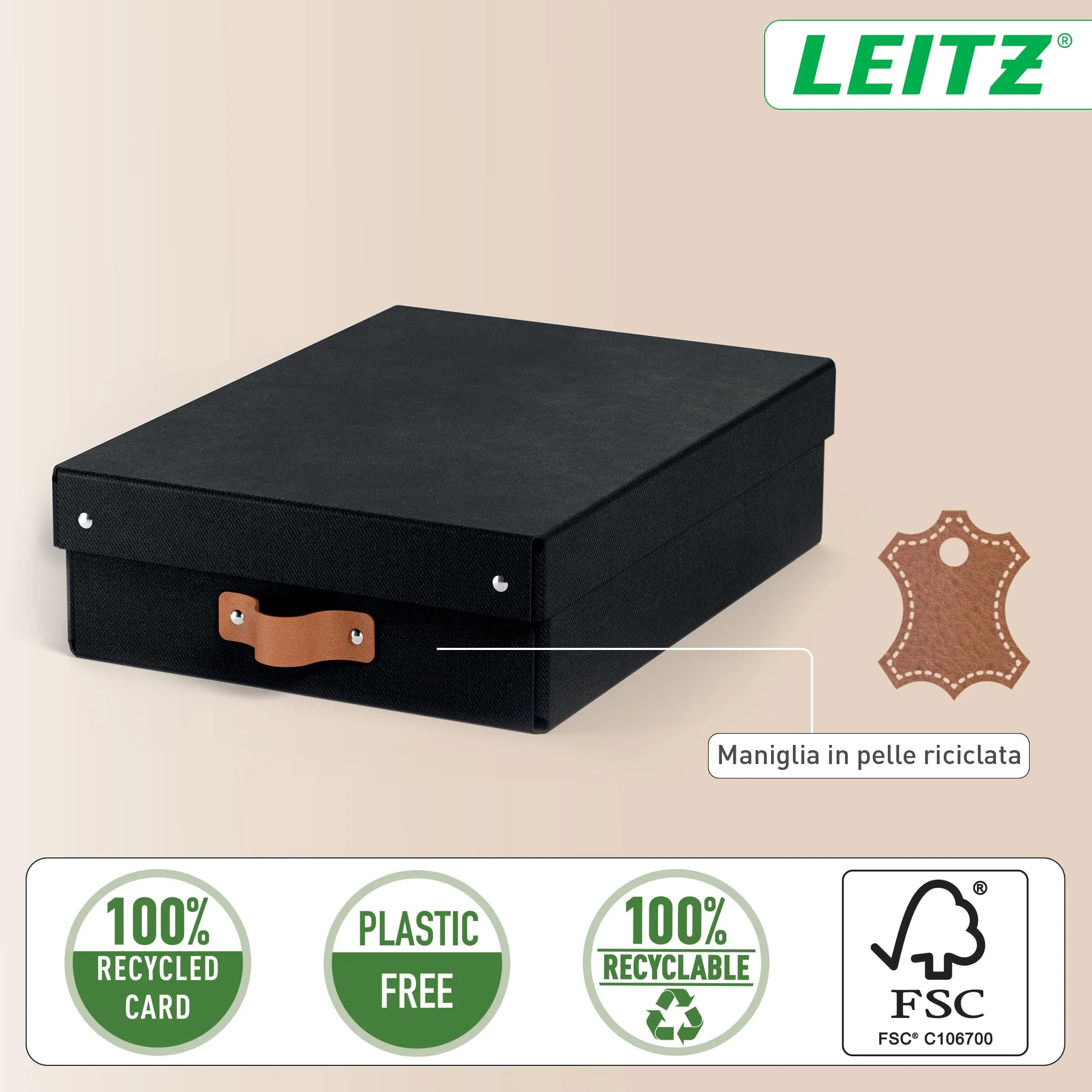 Leitz Puro Set di 2 Scatole portaoggetti medie basse con Coperchio, 8 litri, 27 x 37 x 10 cm, Antracite, 61480095 - immagine 5