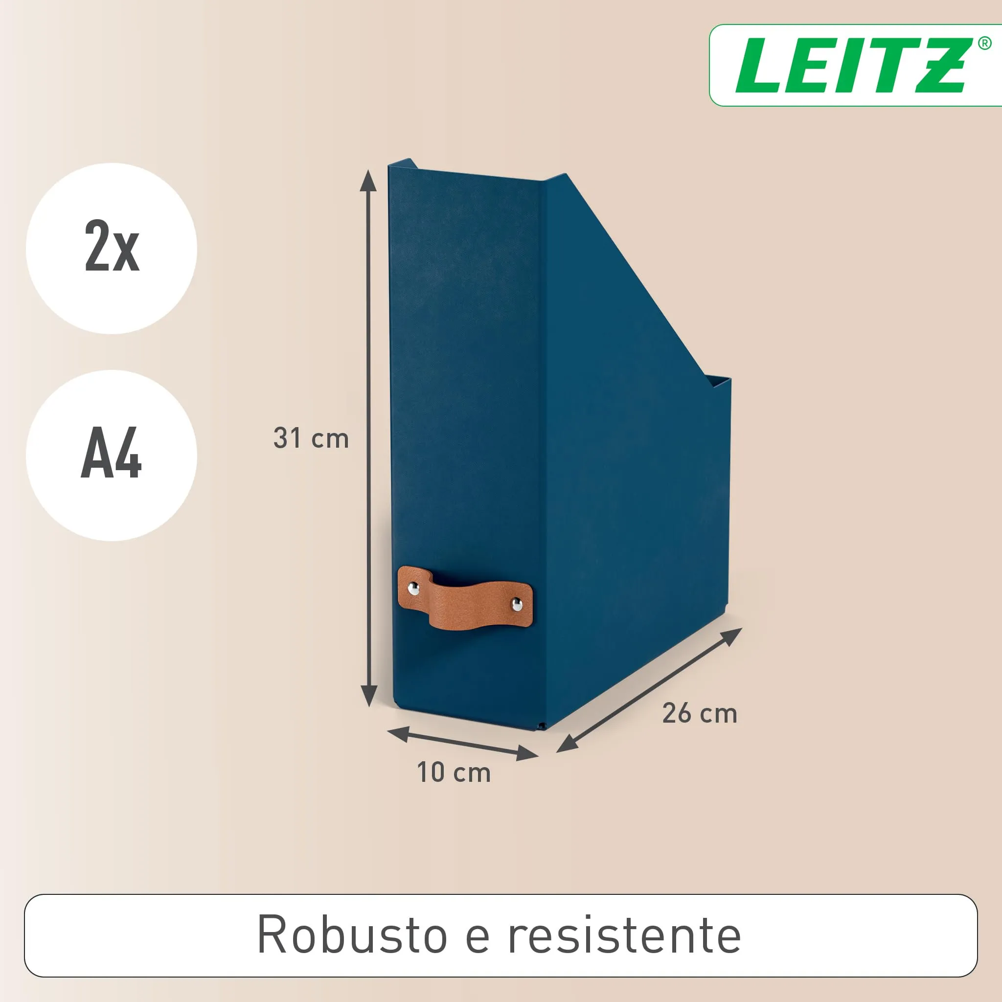 Leitz Puro Set di 2 Portariviste A4, 10 x 26 x 31 cm, Blu Marino - immagine 4