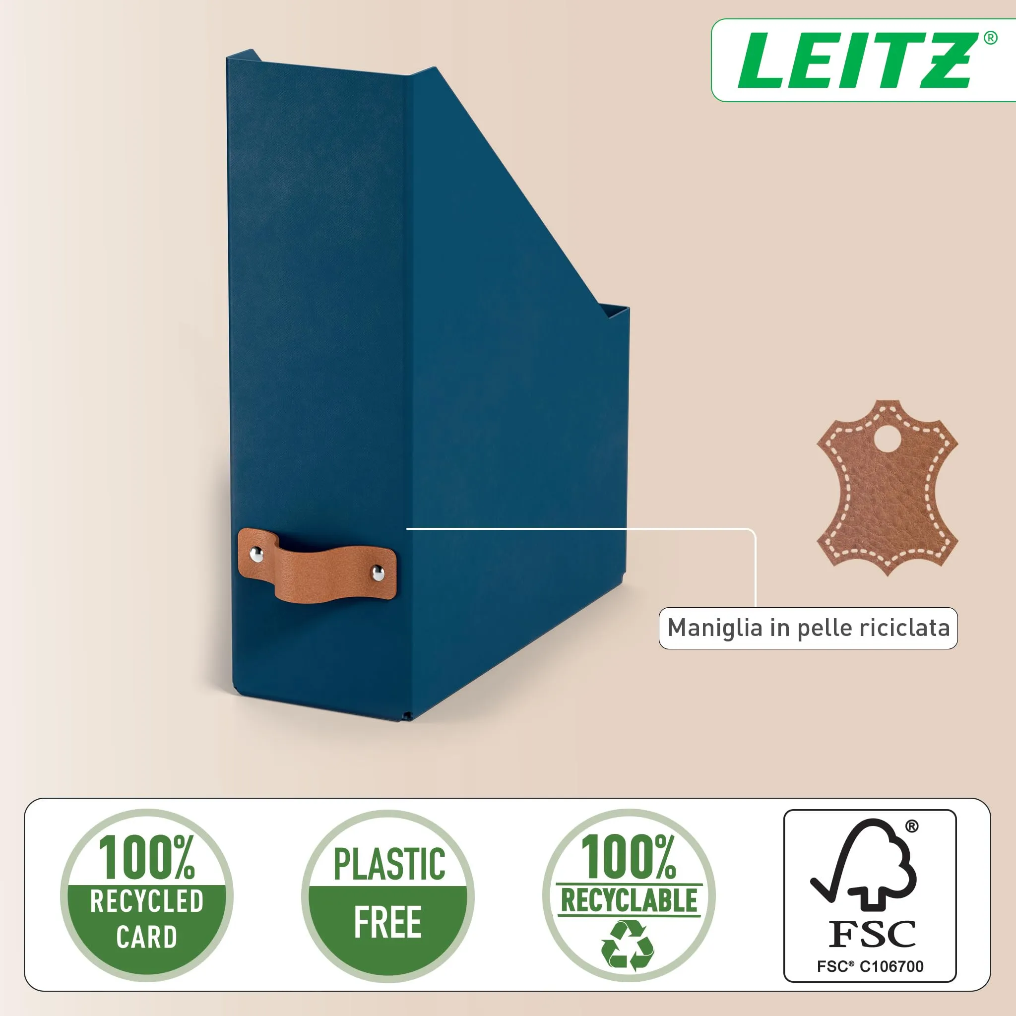 Leitz Puro Set di 2 Portariviste A4, 10 x 26 x 31 cm, Blu Marino - immagine 5