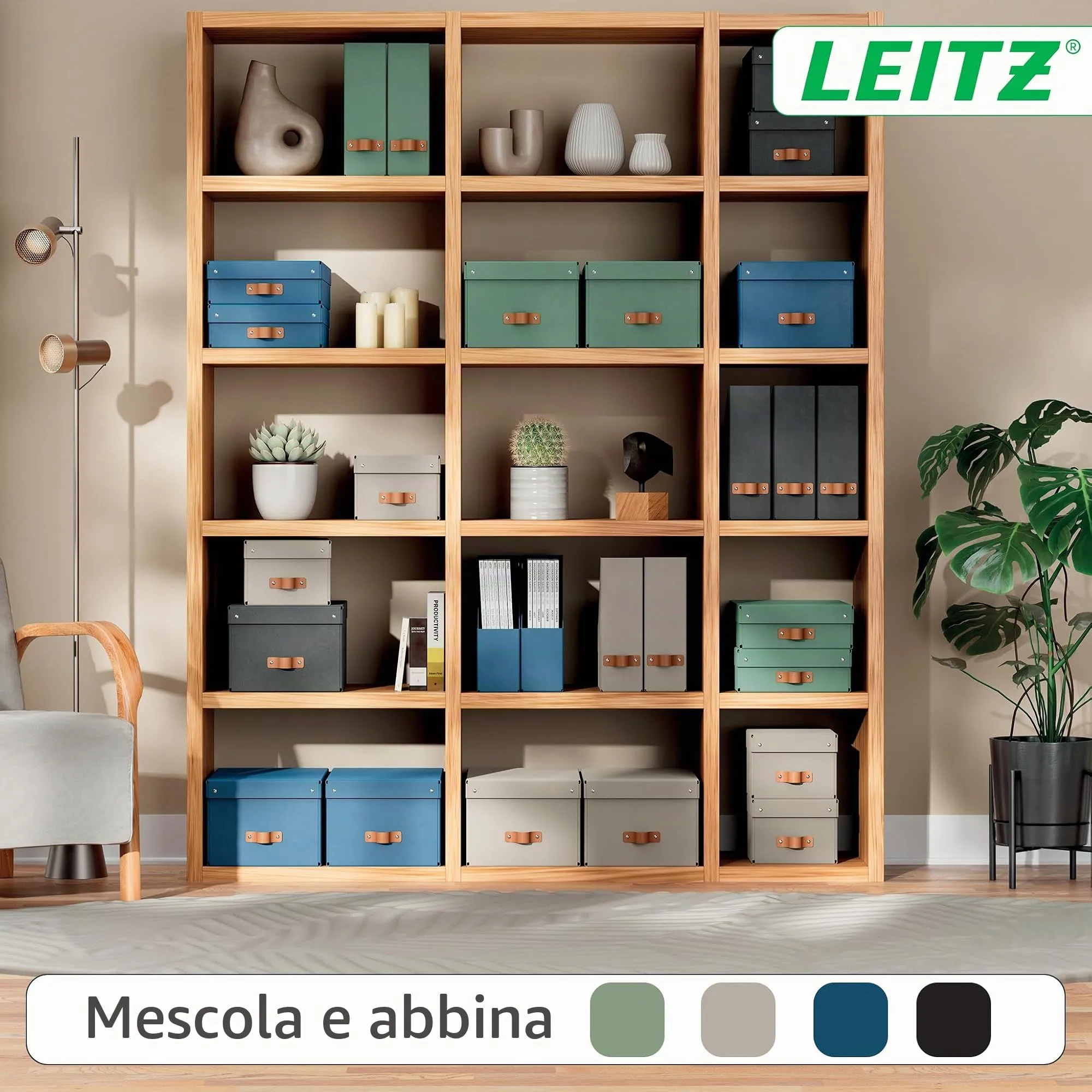 Leitz Puro Set di 2 Portariviste A4, 10 x 26 x 31 cm, Blu Marino - immagine 6