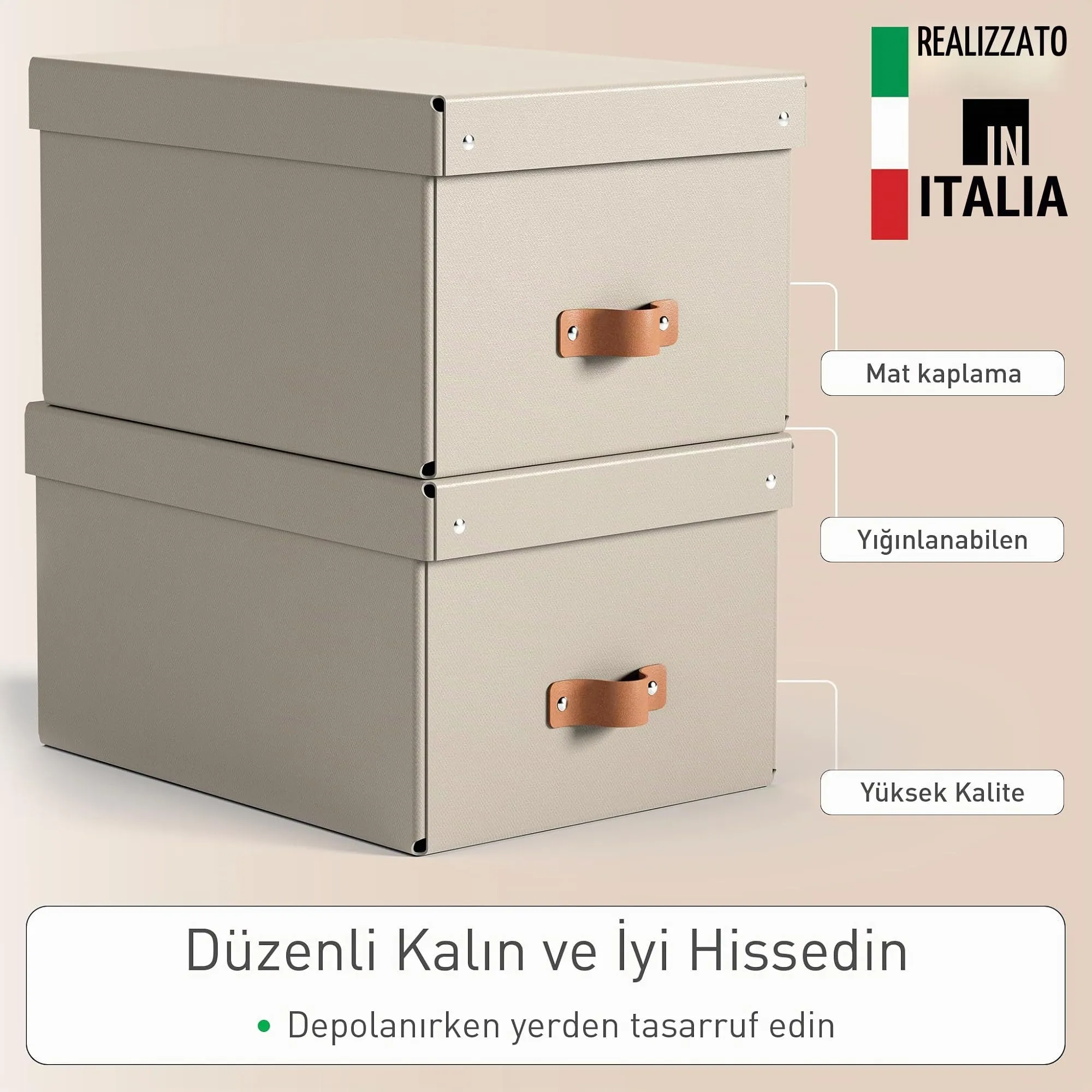 Leitz Puro Set di 2 Scatole portaoggetti medie con Coperchio, 17 litri, 27 x 37 x 20 cm, Tortora - immagine 4